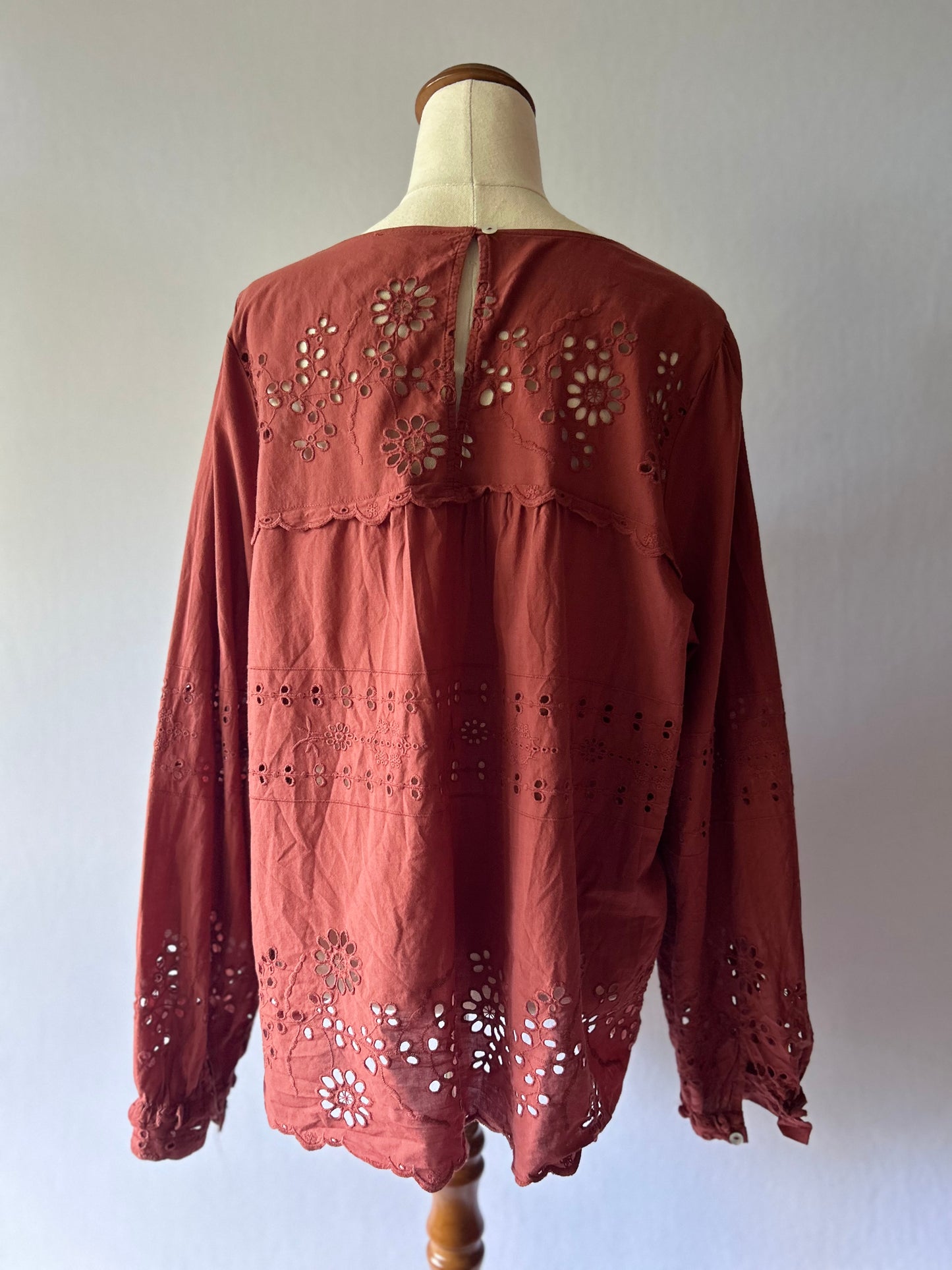Whistles Broderie Anglaise Cotton Blouse - Size 16