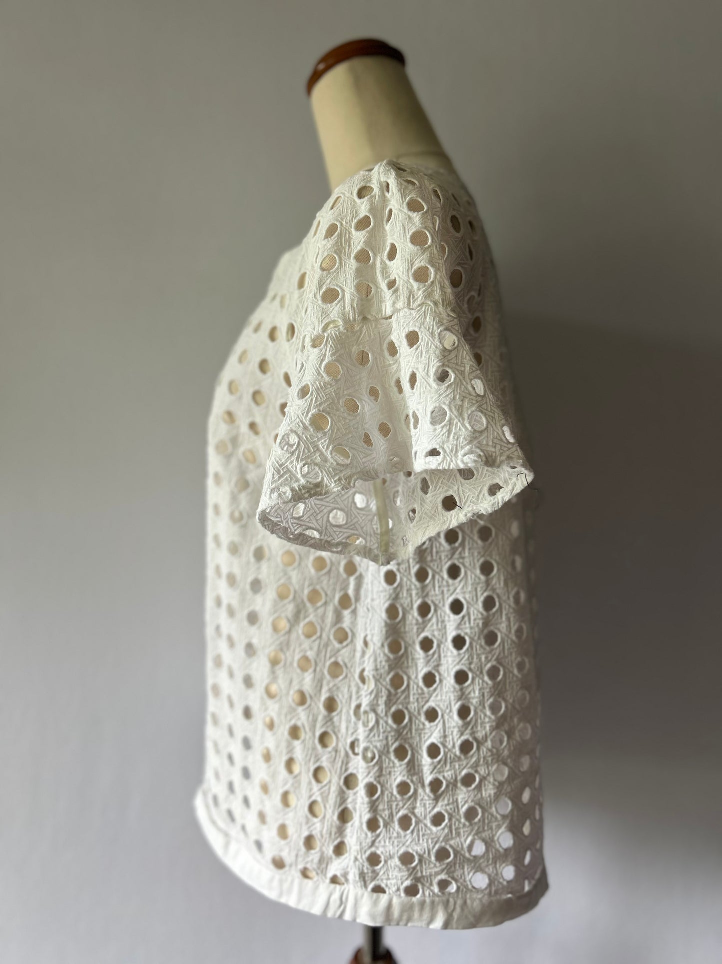 White Eyelet Broderie Anglaise Cotton Top - Size 10