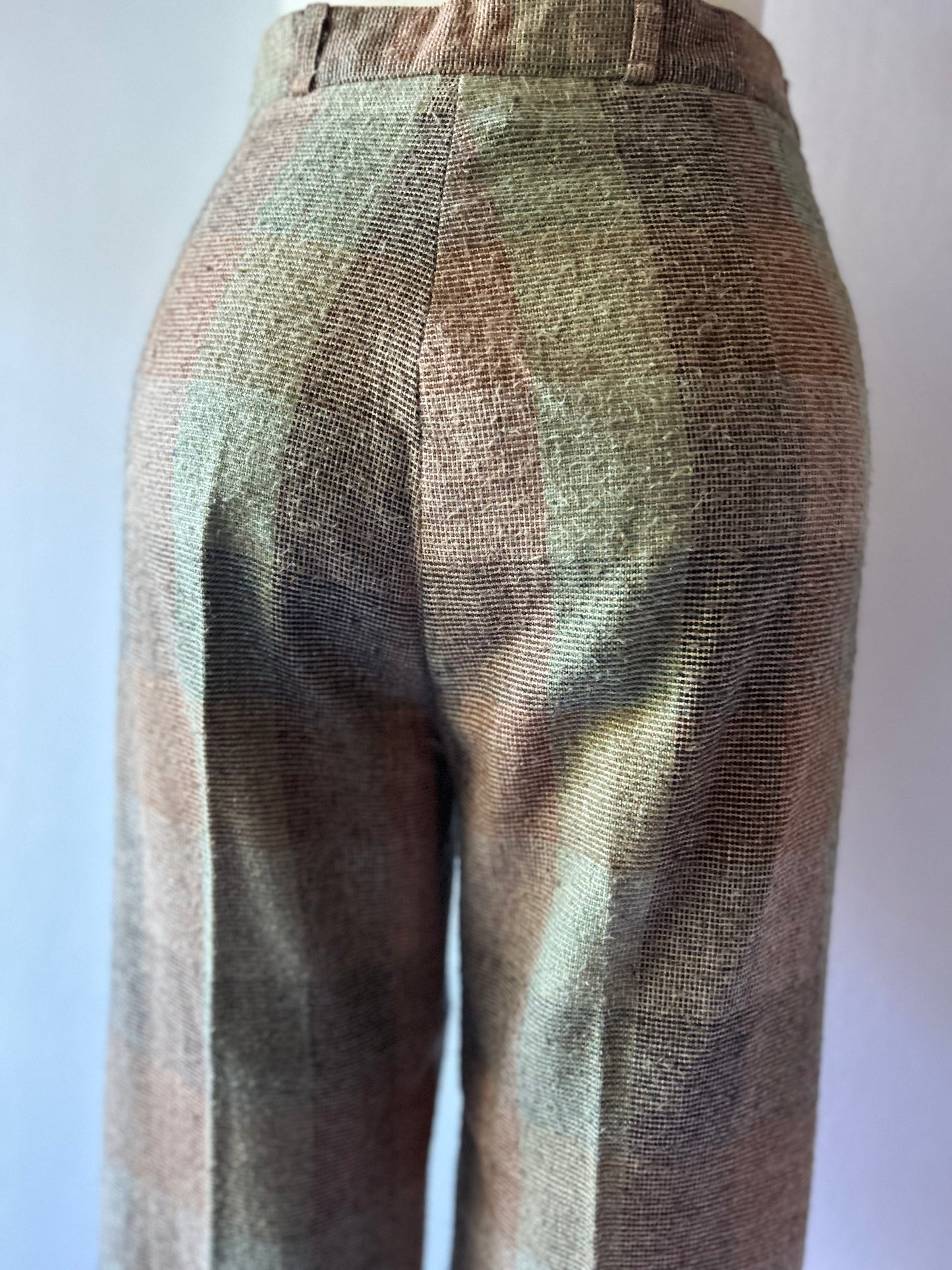Katies Vintage High-Waisted Pleated Plaid Trousers - Size 8