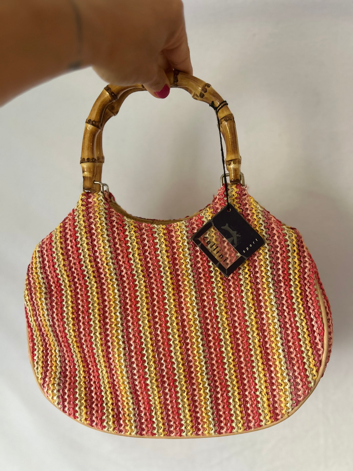 Cellini Woven Bamboo-Handle Bag – New With Tags