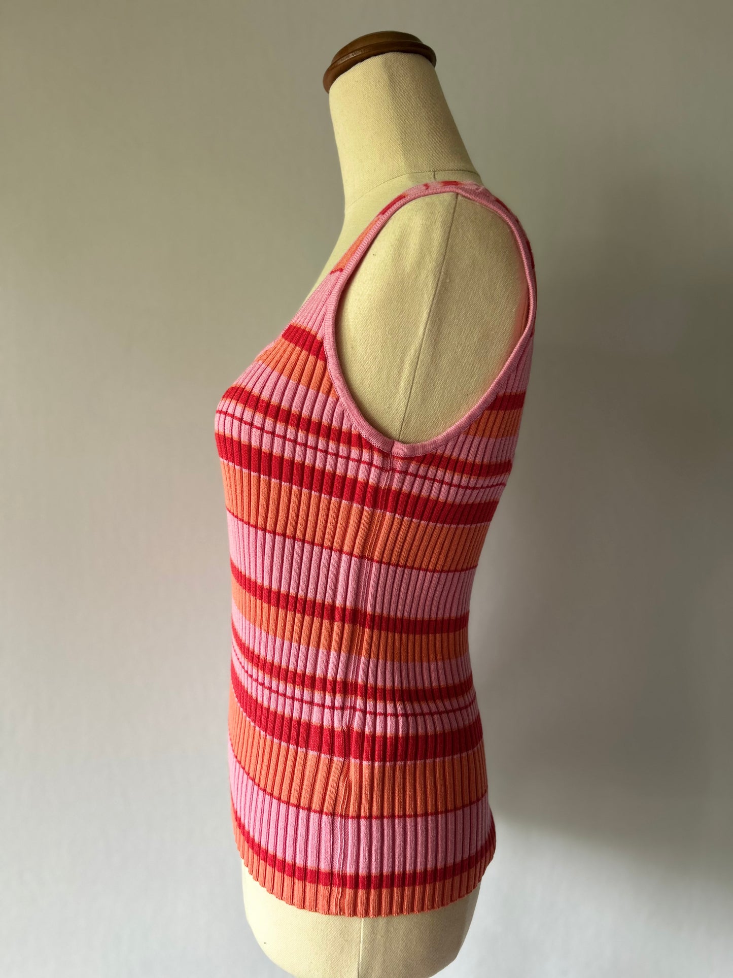 Huffer Striped Ribbed Knit Tank Top - Size 10