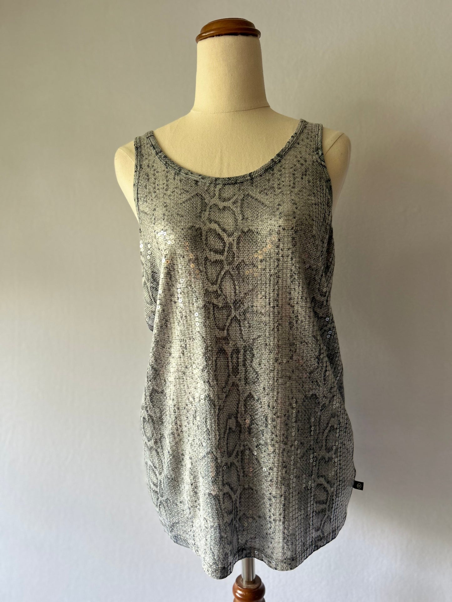 Small Michael Kors Sequin Snake Print Tank Top - 100% Rayon