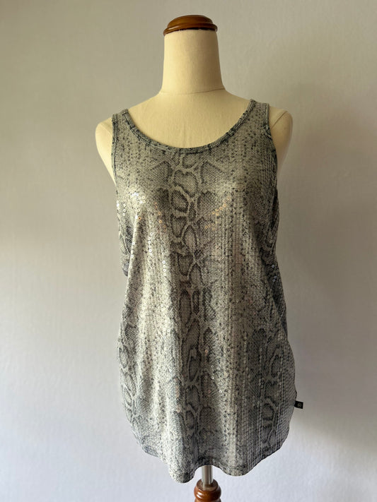 Small Michael Kors Sequin Snake Print Tank Top - 100% Rayon