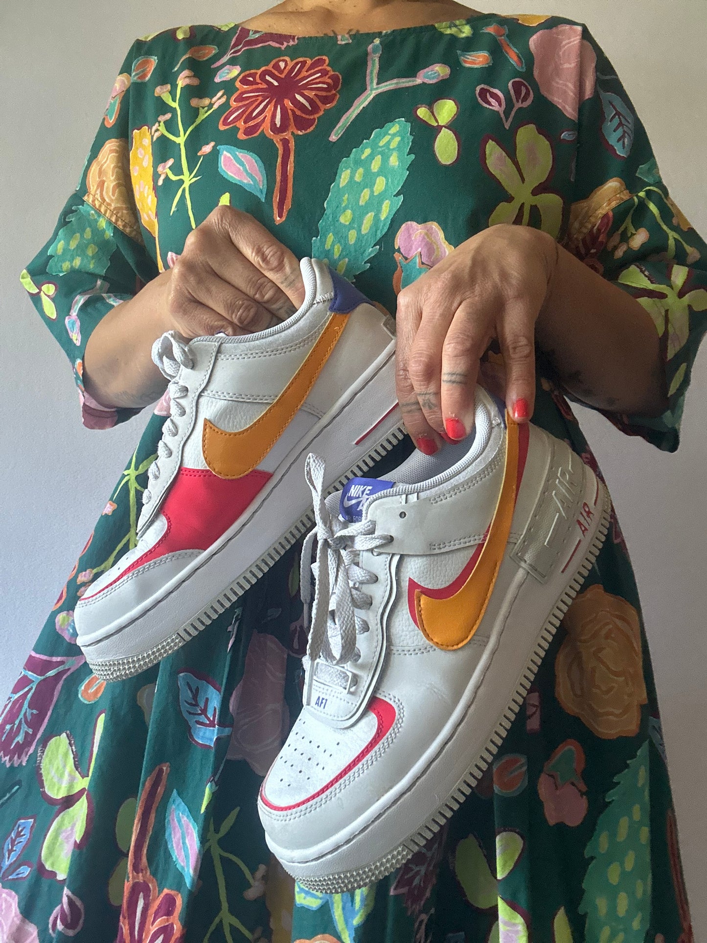 Nike Air Force 1 White with Orange, Pink & Purple Details – US 8 / UK 5.5 / EUR 39
