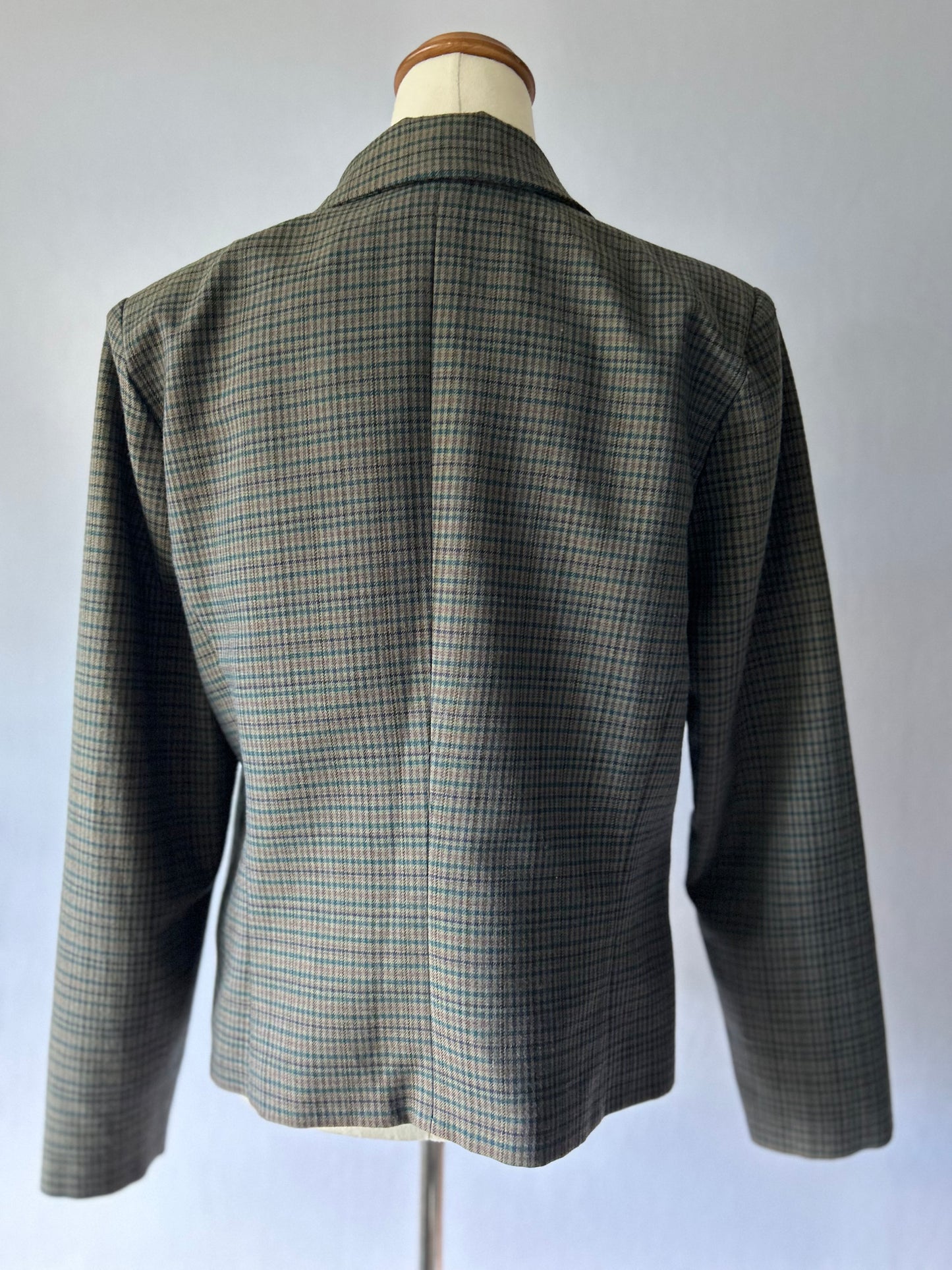Vintage Checked Blazer with Shoulder Pads – Size M