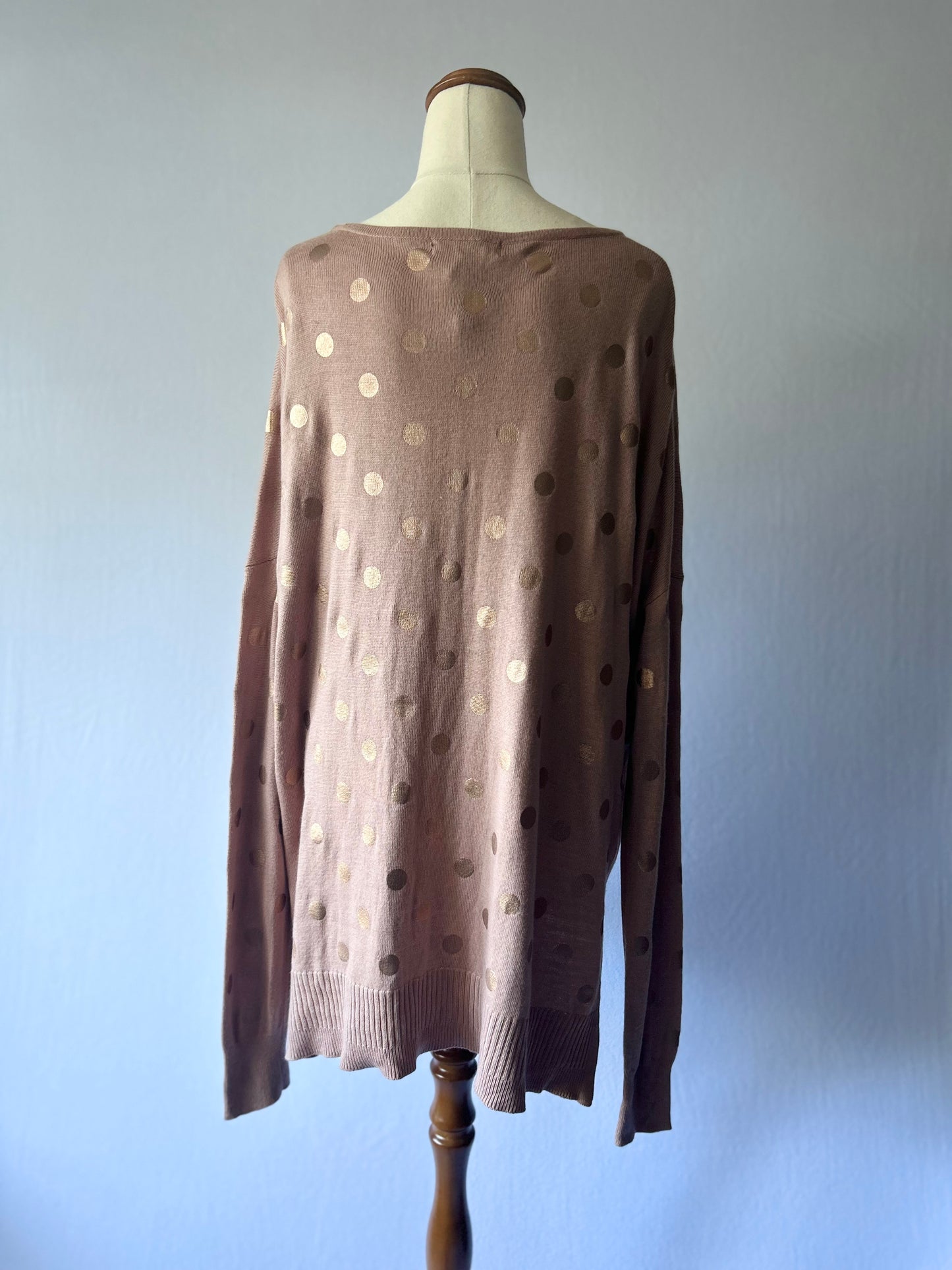 Blush Pink Polka Dot Sweater – Size XL