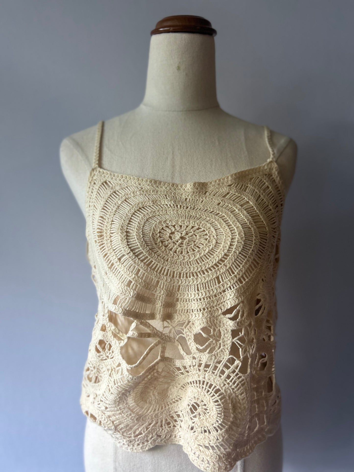 Ara Ecru Crochet Mandala Camisole Top - Size M
