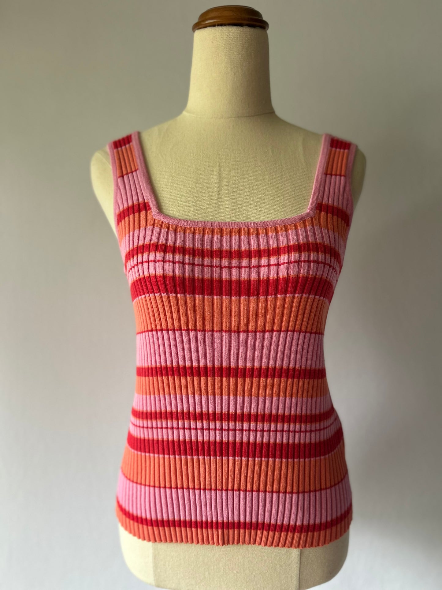 Huffer Striped Ribbed Knit Tank Top - Size 10