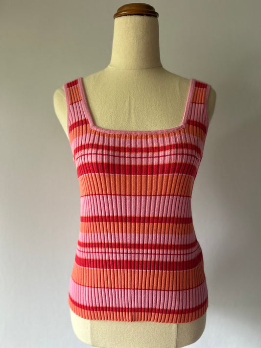 Huffer Striped Ribbed Knit Tank Top - Size 10