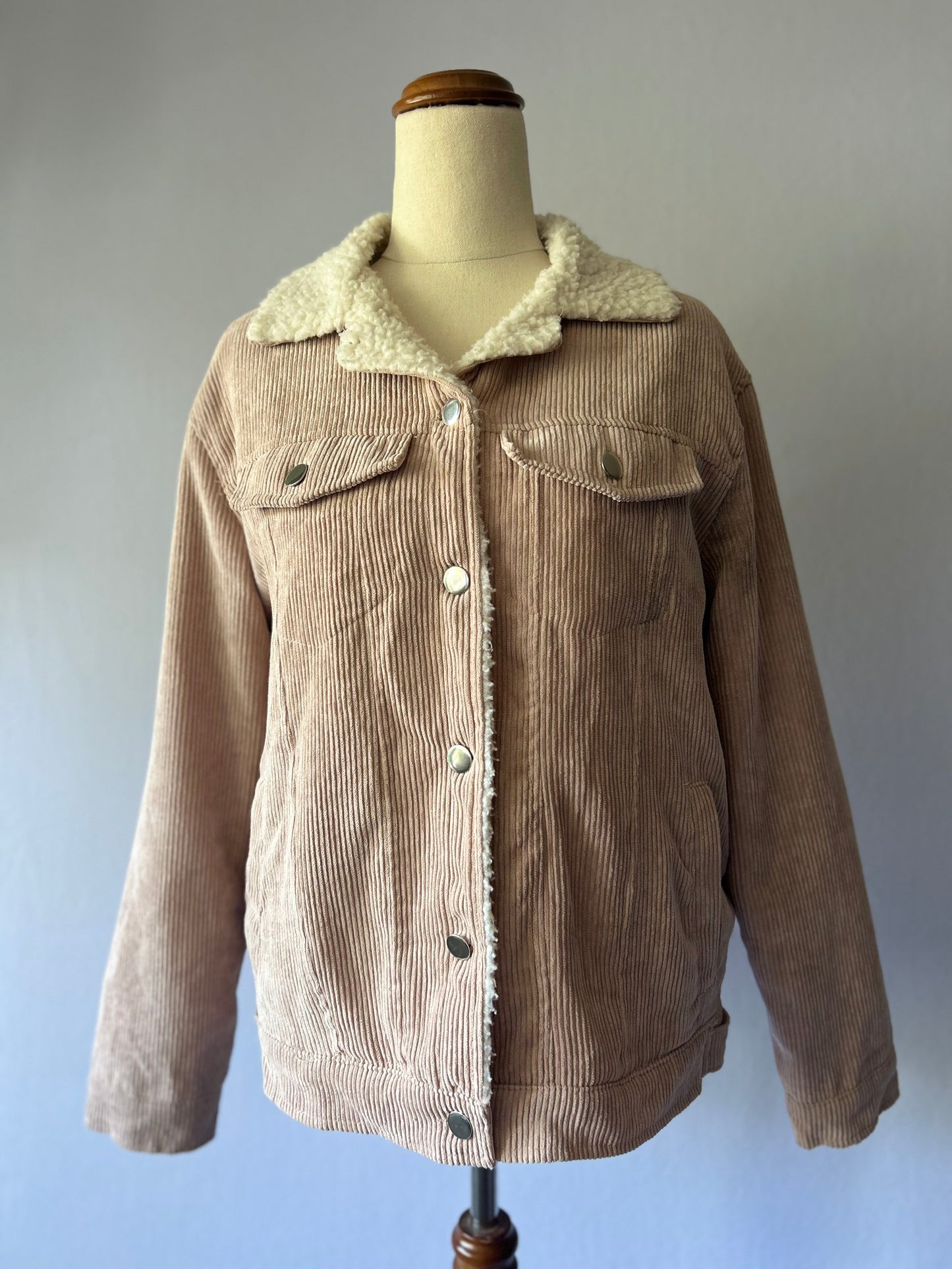 Old Pink Corduroy Quilted  Jacket - Size S