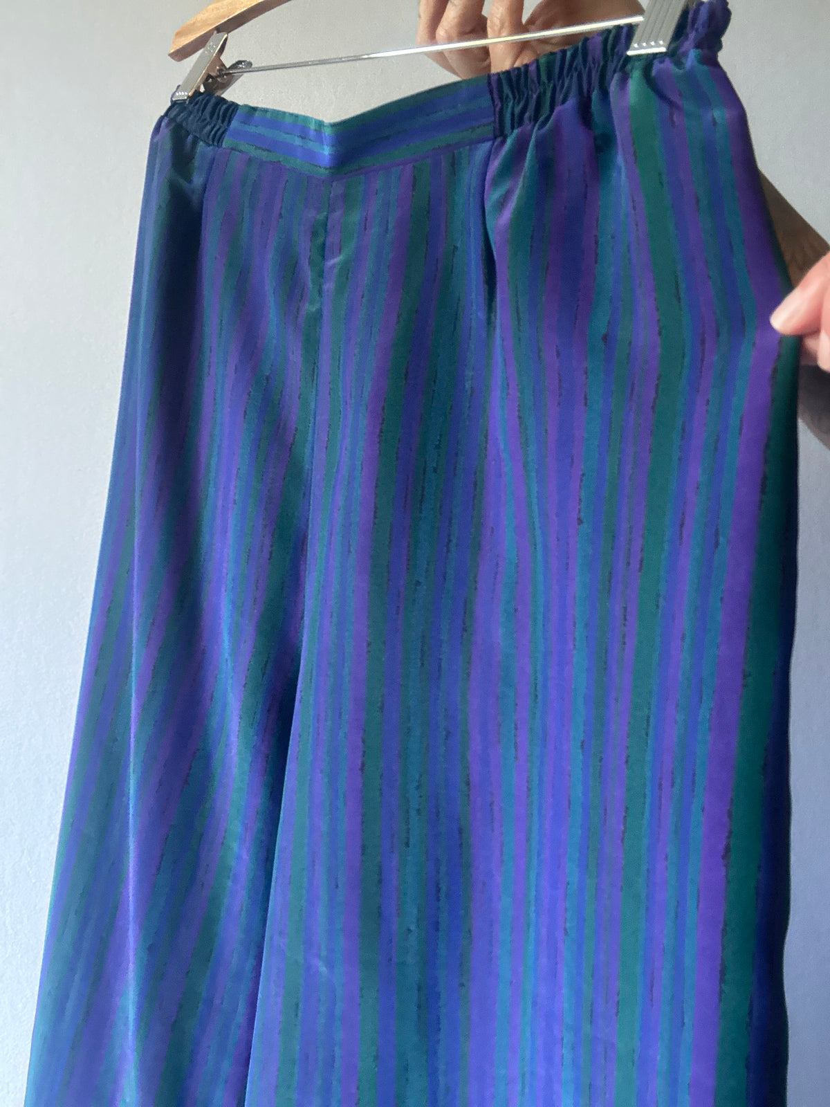 Vintage Jewel Tone Striped Wide-Leg Palazzo Pants - Size 14