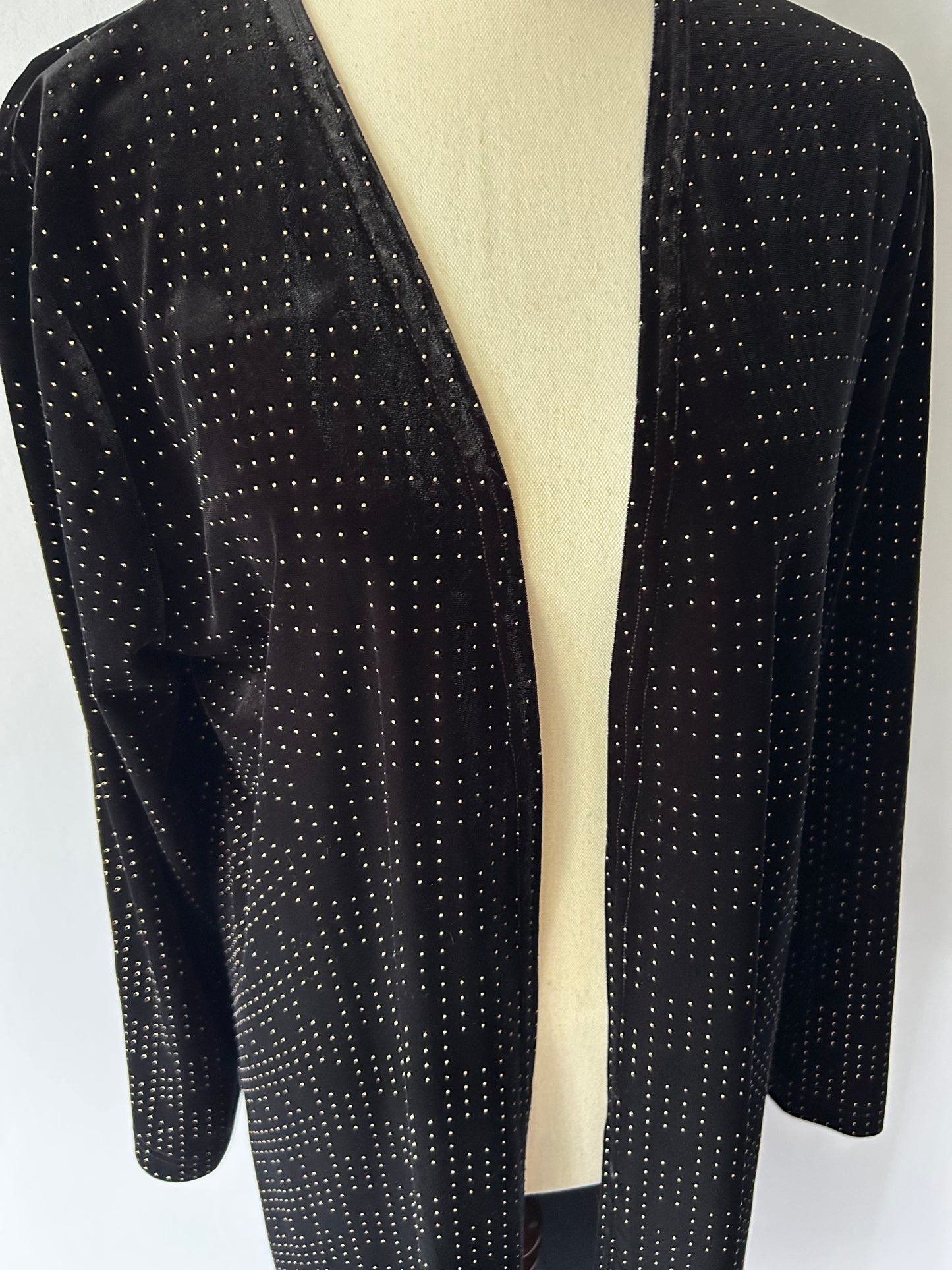 Sparkling Gold-Dot Plush Longline Cardigan – Size 12