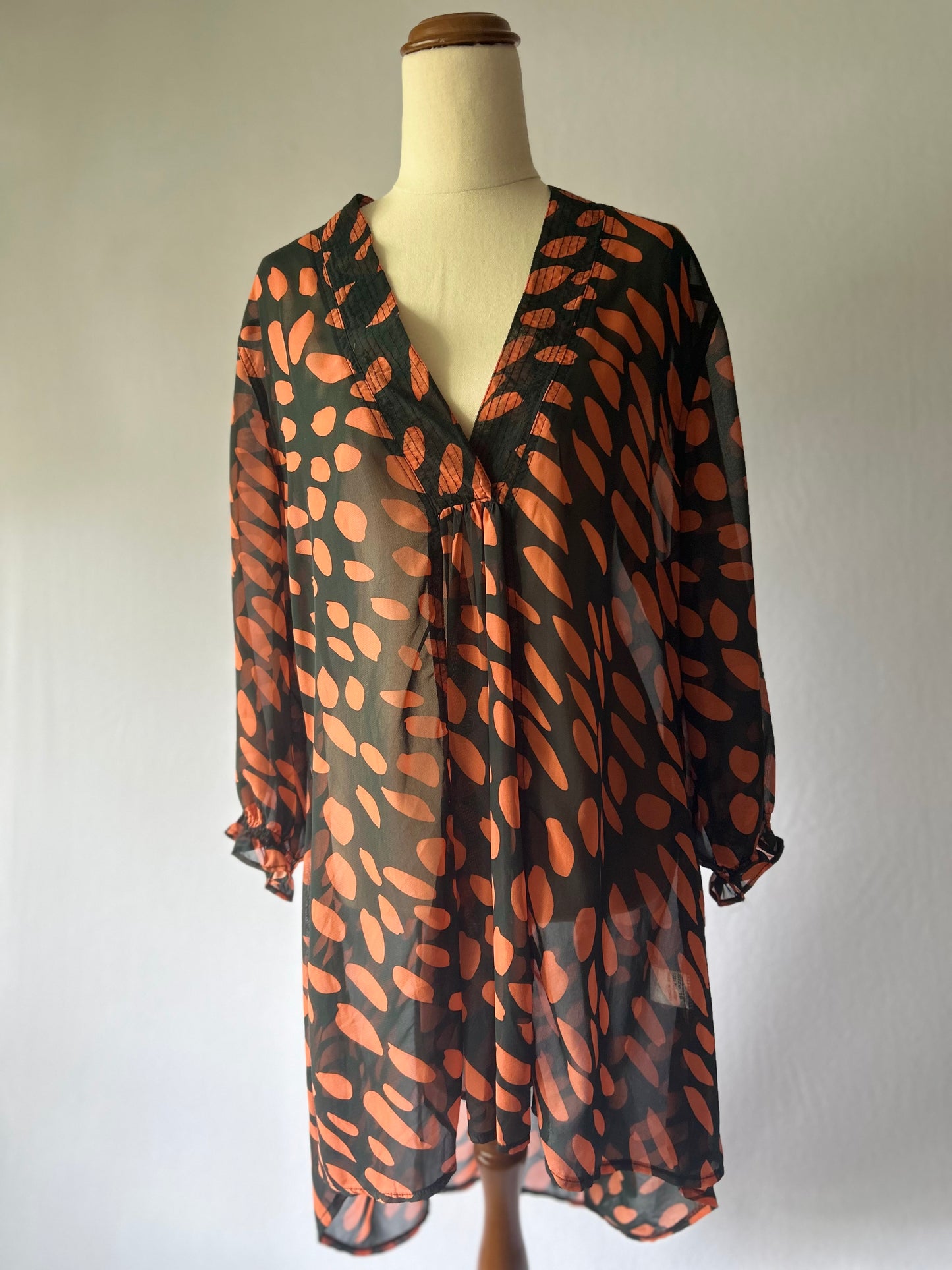 Sheer Printed Tunic Top – Size 2XL