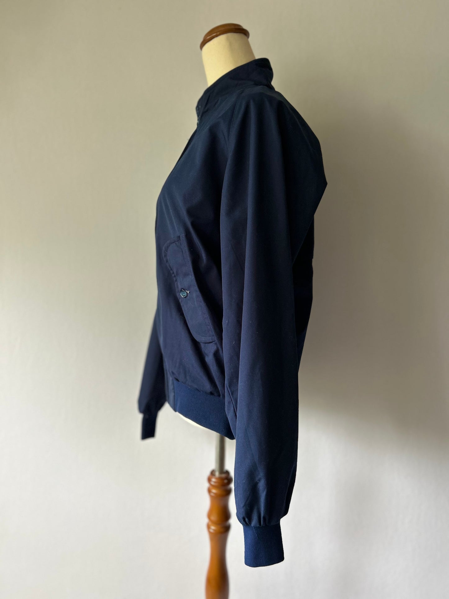 Classic Navy Harrington-Style Bomber Jacket – Size M