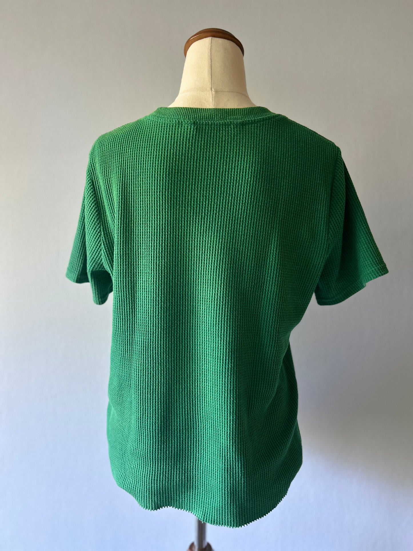 Abercrombie & Fitch Green Waffle Knit Tee - Size M | NY Athletics Graphic