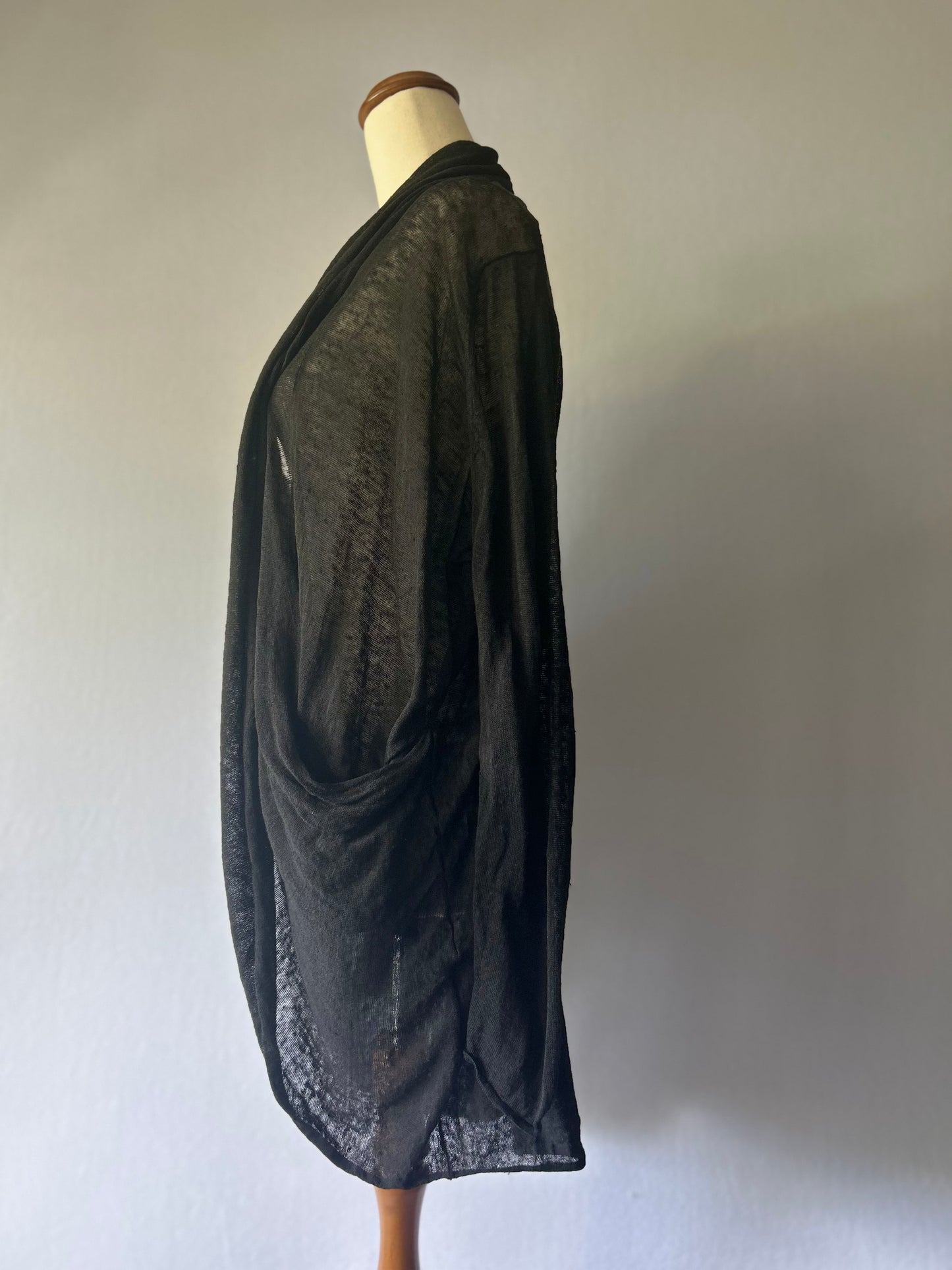 COS Black Long Cardigan – Size Small – Linen Blend