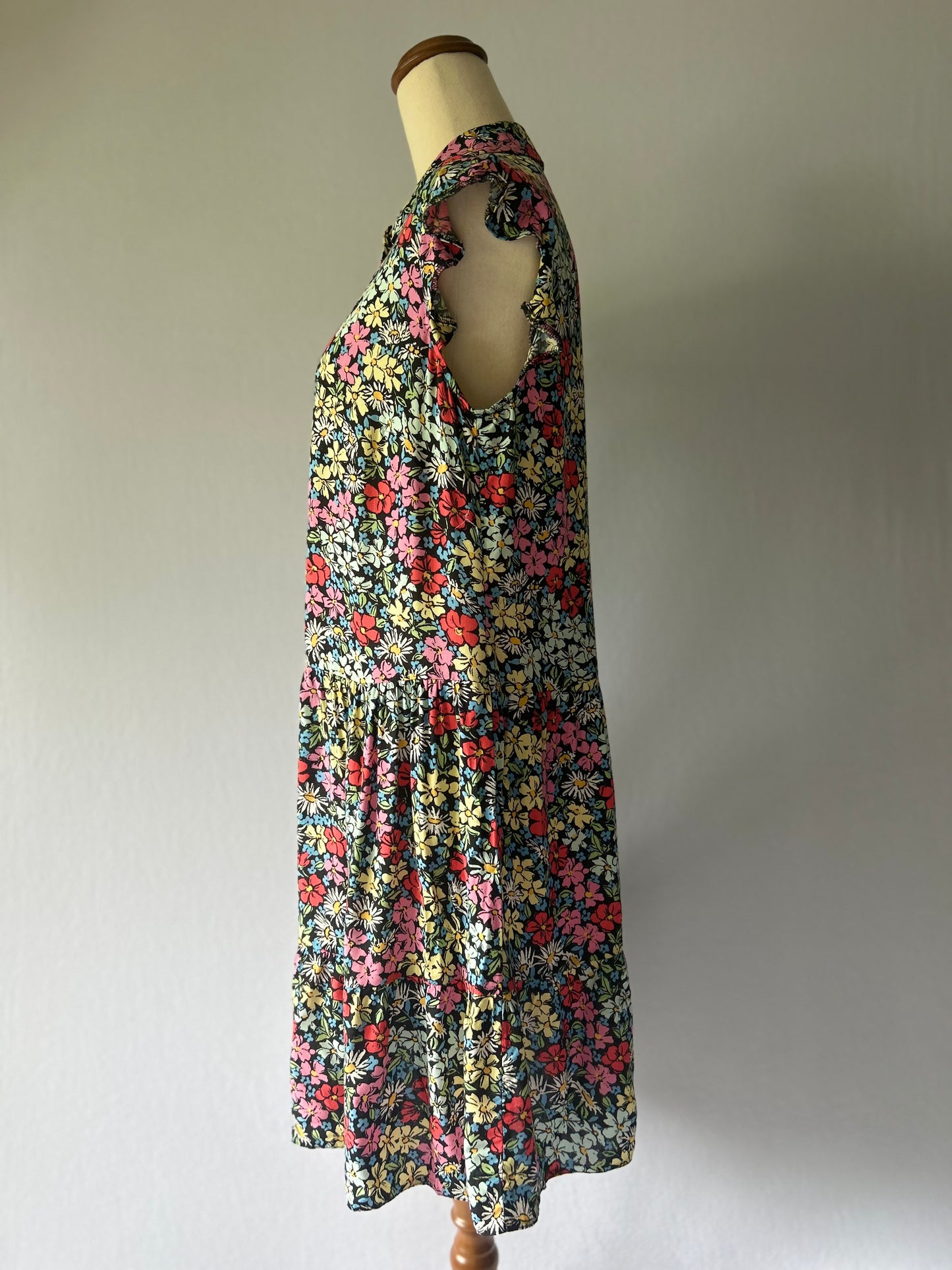 Papaya Floral Tiered Mini Dress - 100% Viscose - Size 10