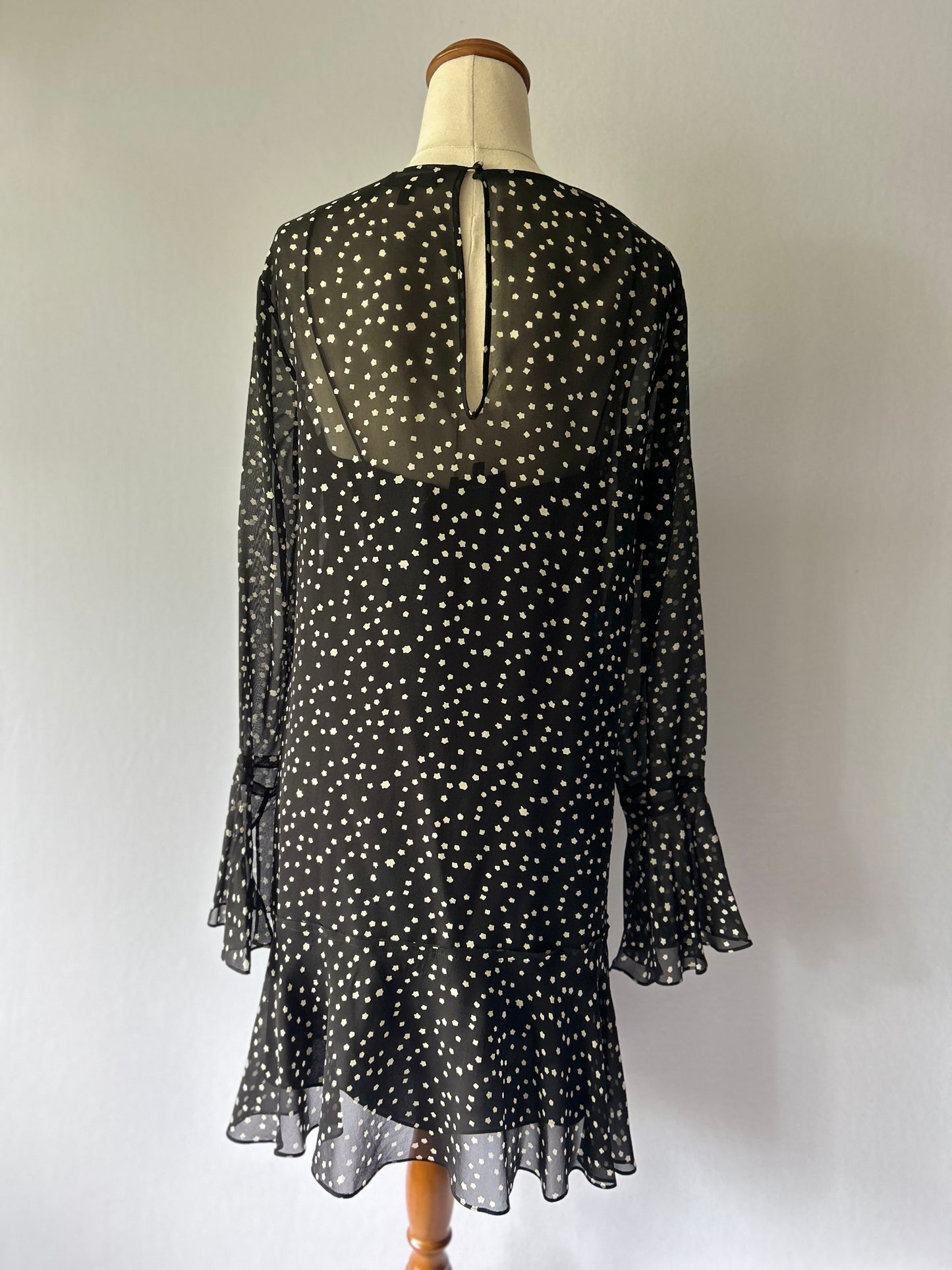 Theory Silk Star-Print Tiered Mini Dress – Size 4