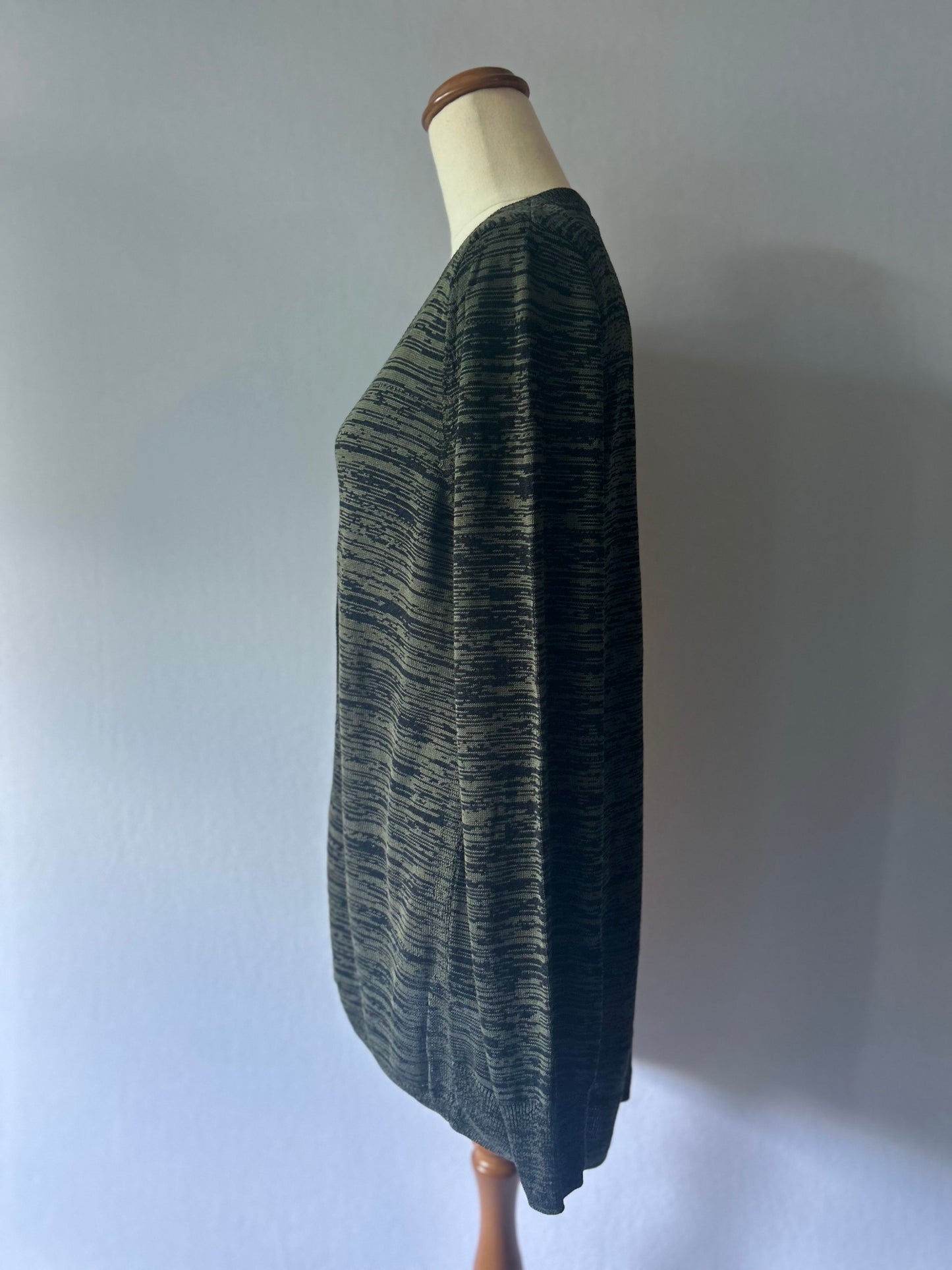Max Olive Green Melange Twist Viscose Cardigan - Size L