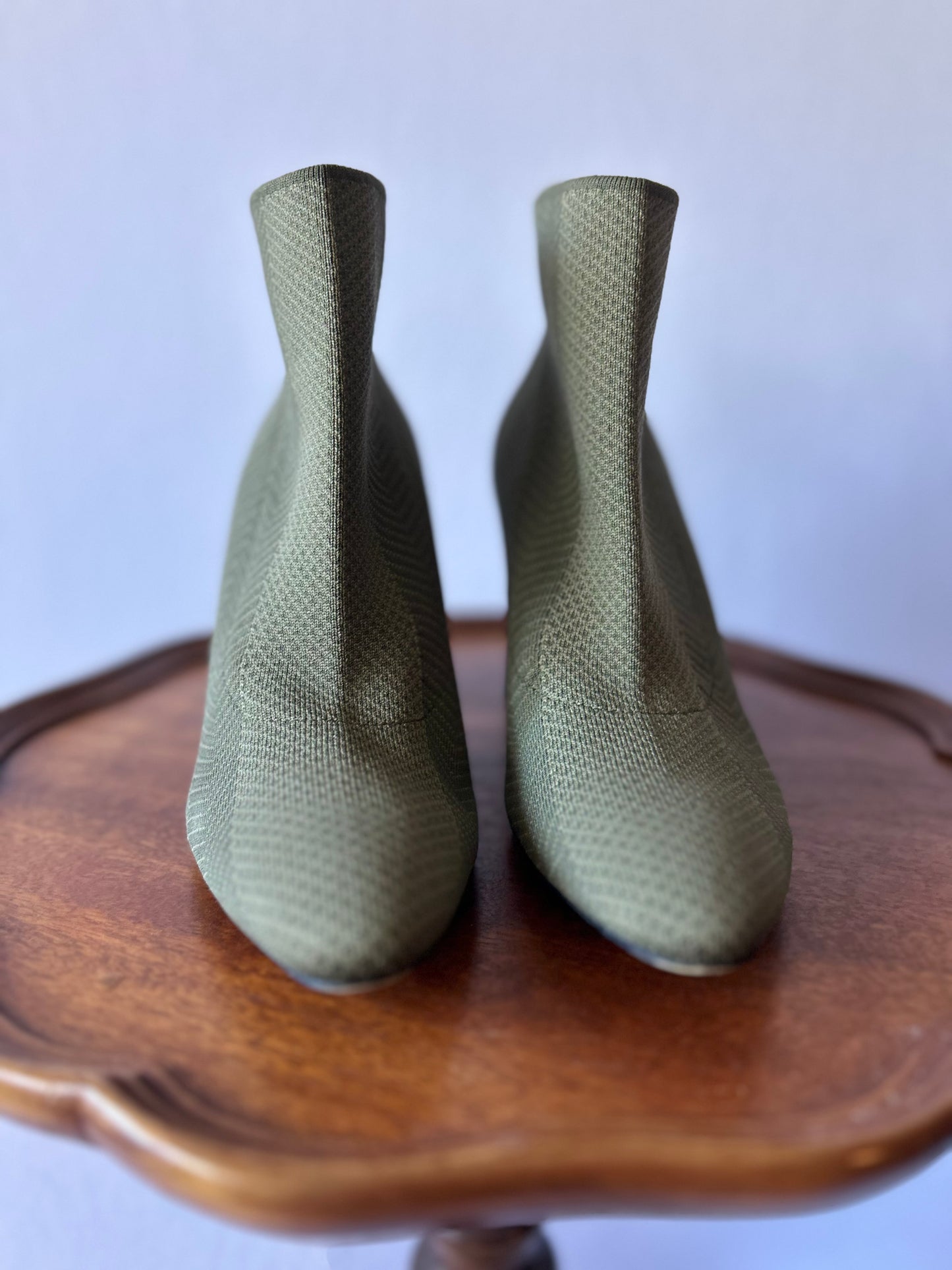 Zara Olive Green Knit Sock Boots - Size 37