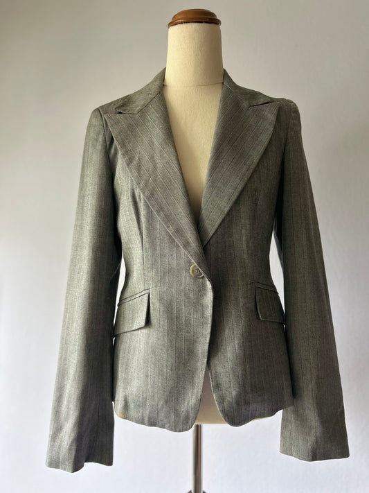 Warehouse Grey Pinstripe Blazer – Size 10