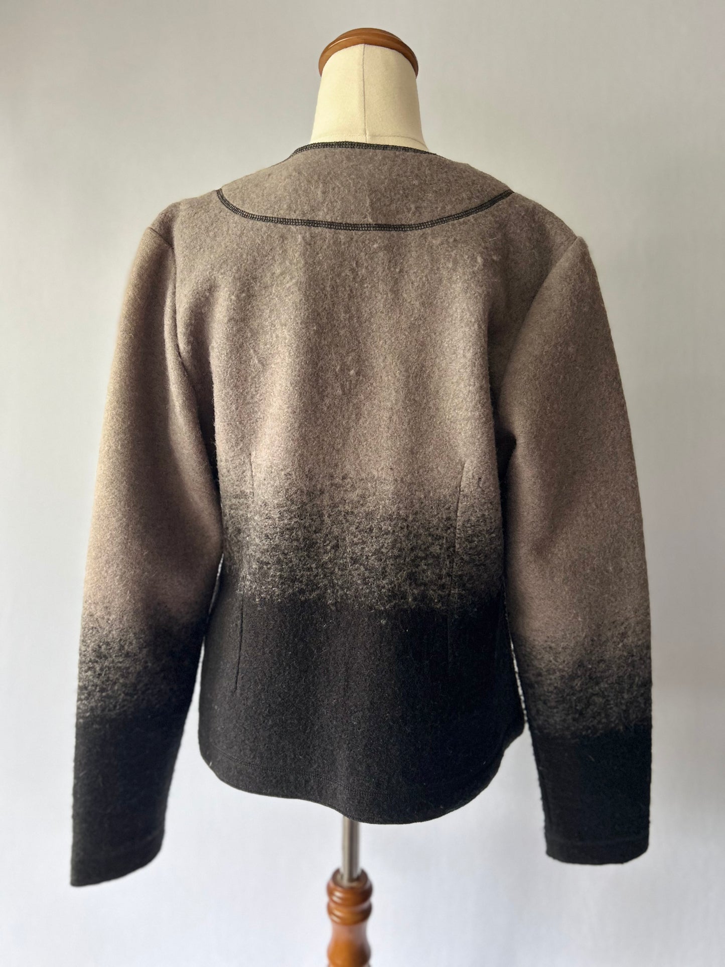 Monochrome Ombre Boiled Wool Blend Jacket – US 8