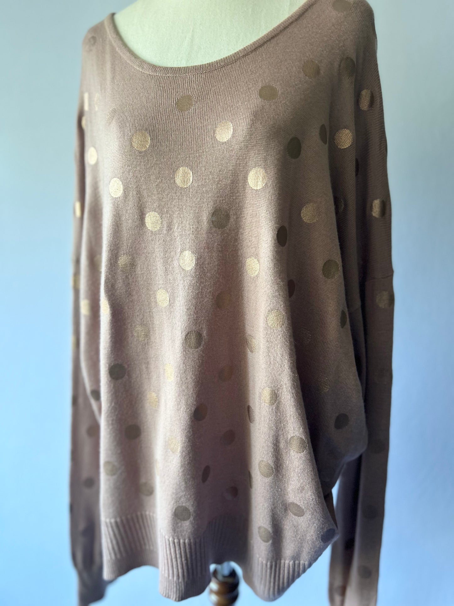 Blush Pink Polka Dot Sweater – Size XL