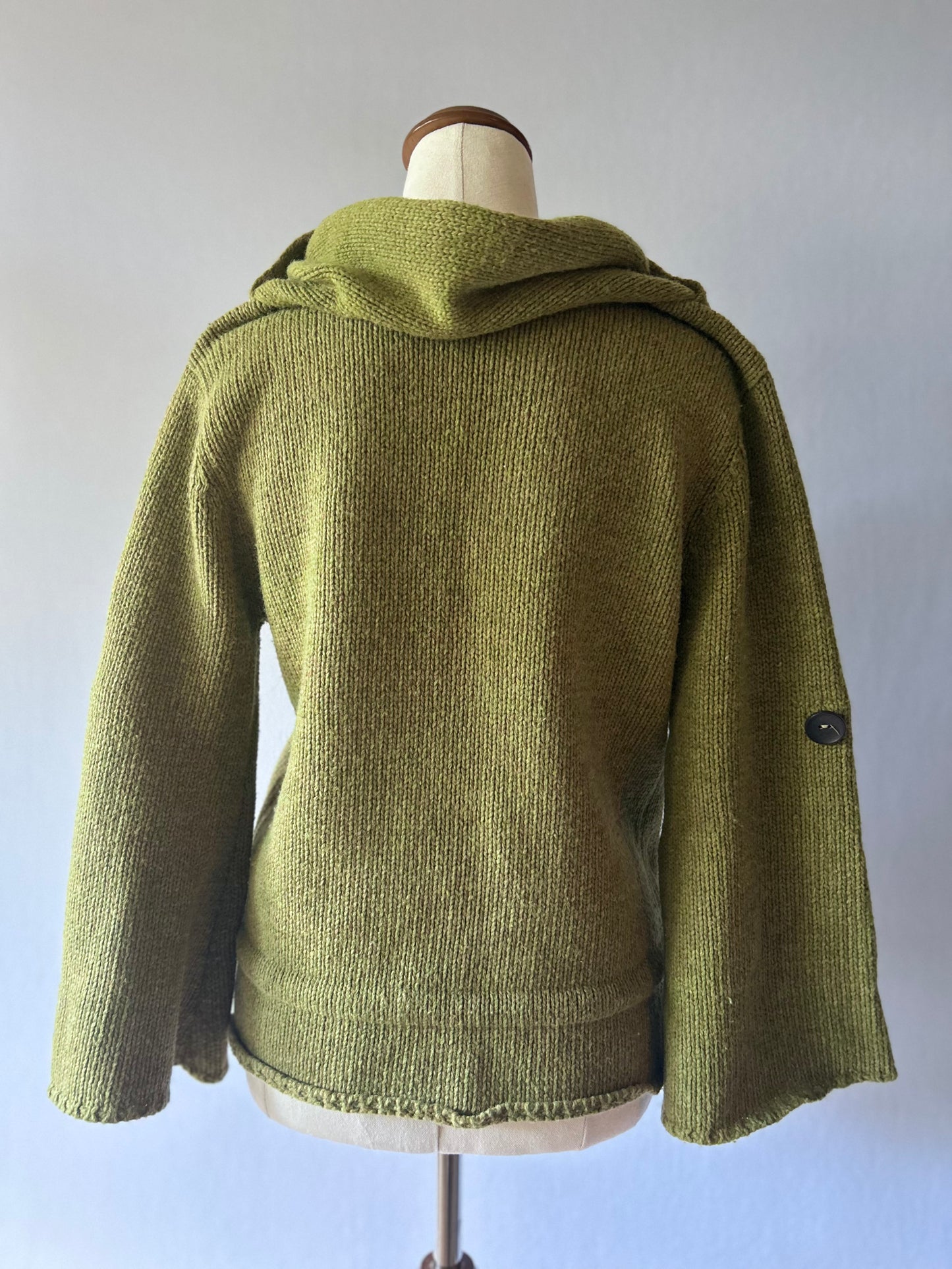 Olive Green Chunky Knit  Cardigan - Size S/M