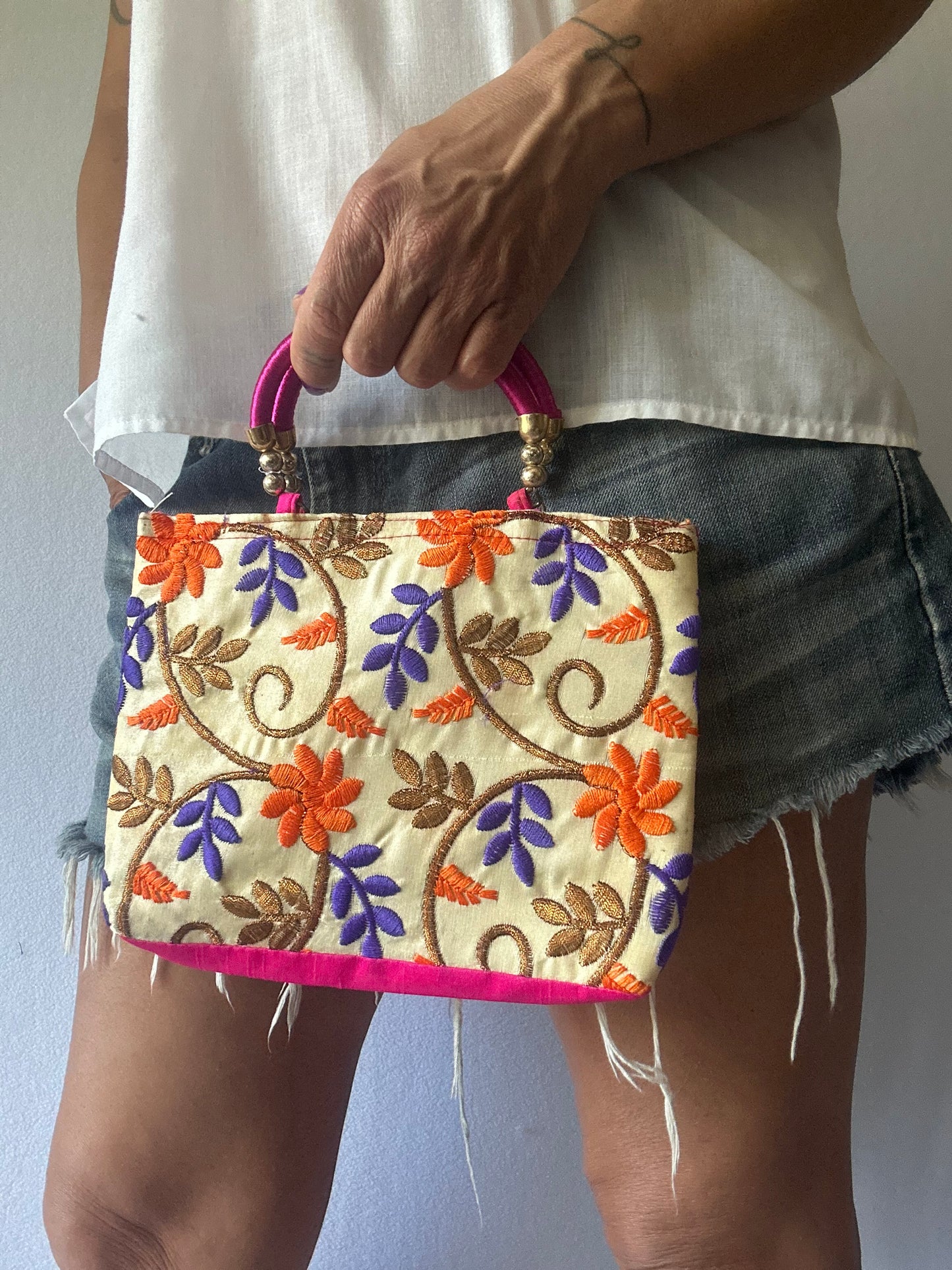Embroidered Floral Handbag