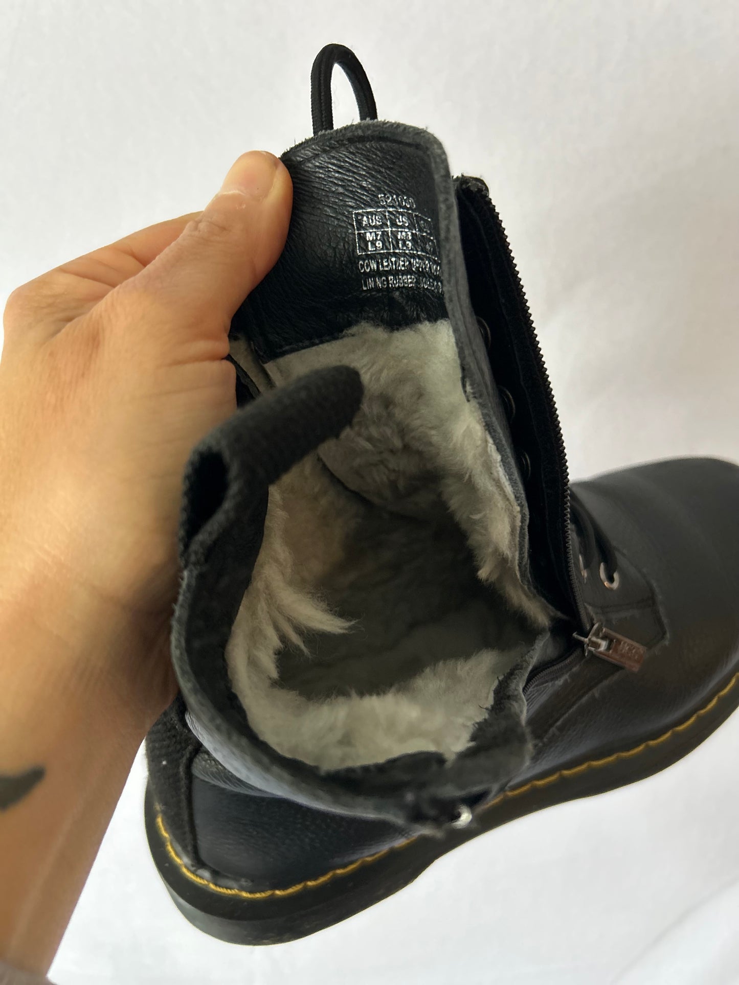 UGG Black Leather Combat Boots with Shearling Lining – Size 40