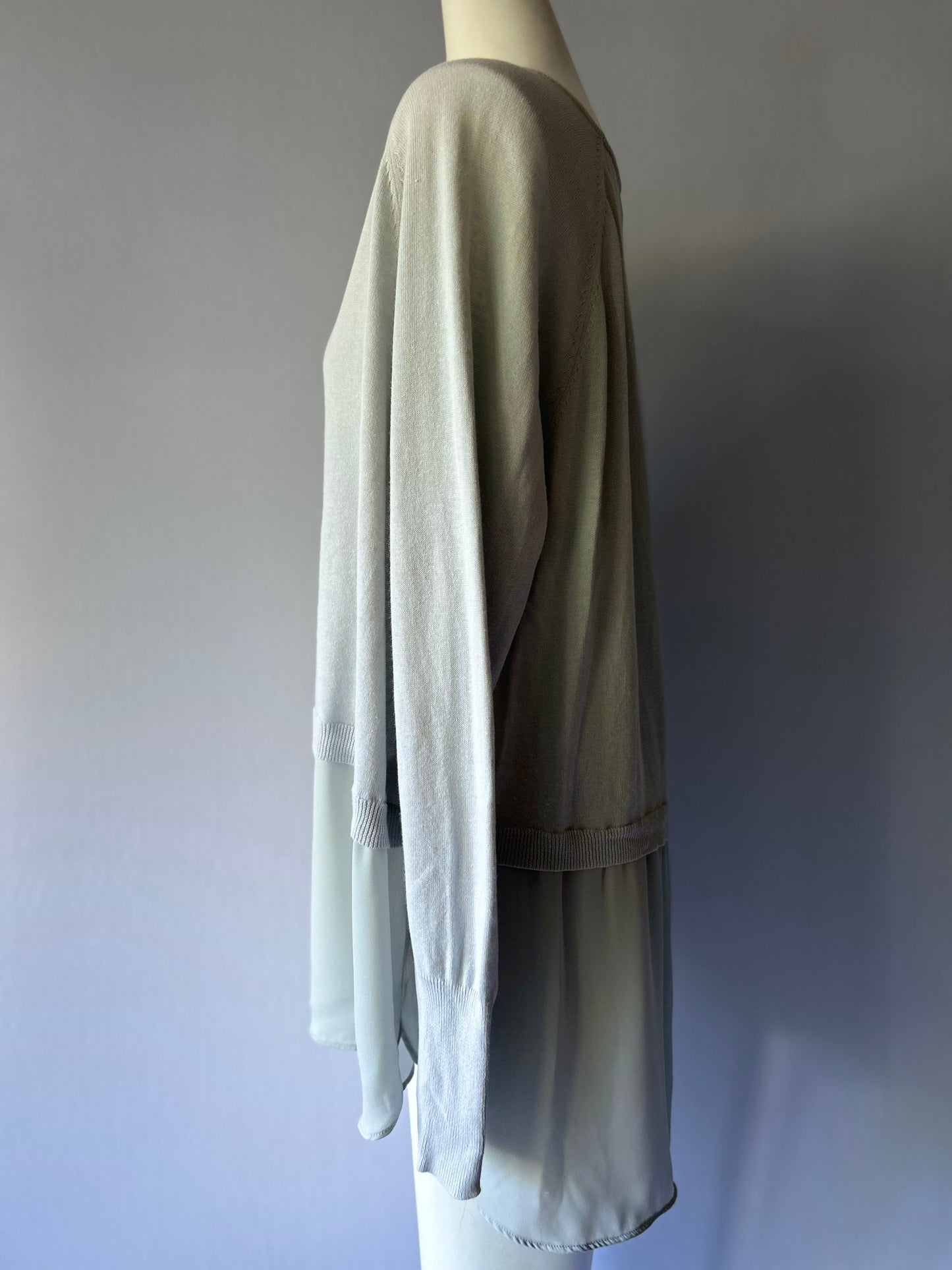 Sage Mist Layered Linen-Blend Tunic - Size 2X