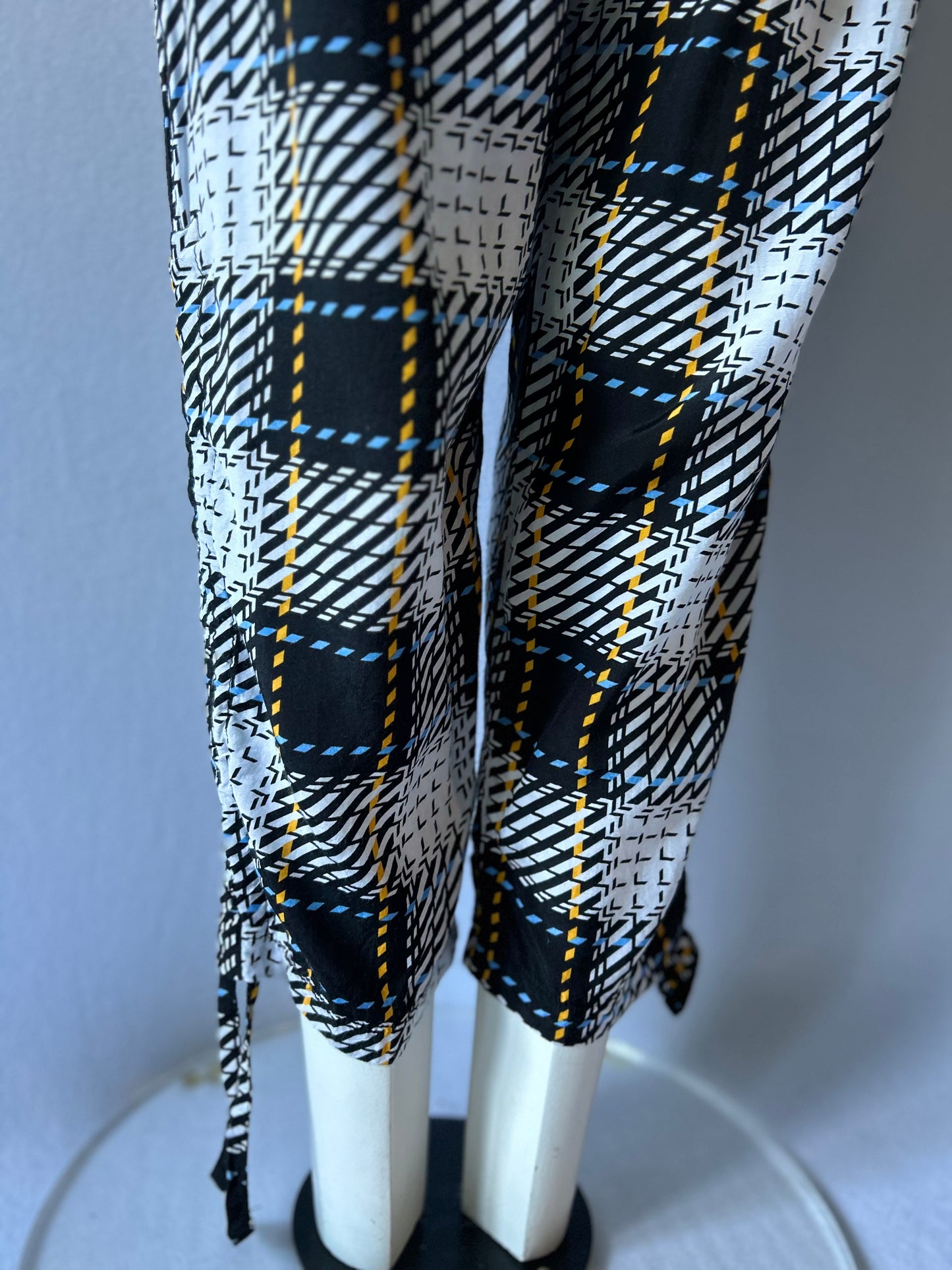 OBI Made in NZ Check Print Viscose Tapered Pants - Size 12