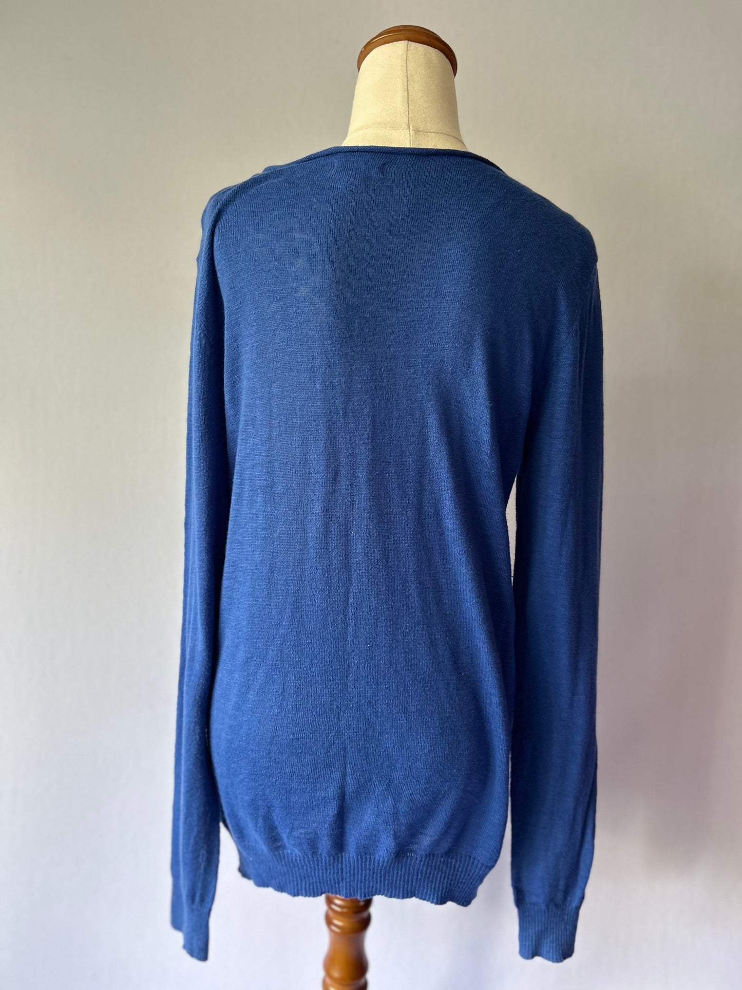 Classic Cornflower Blue Cotton Knit Sweater – Size S