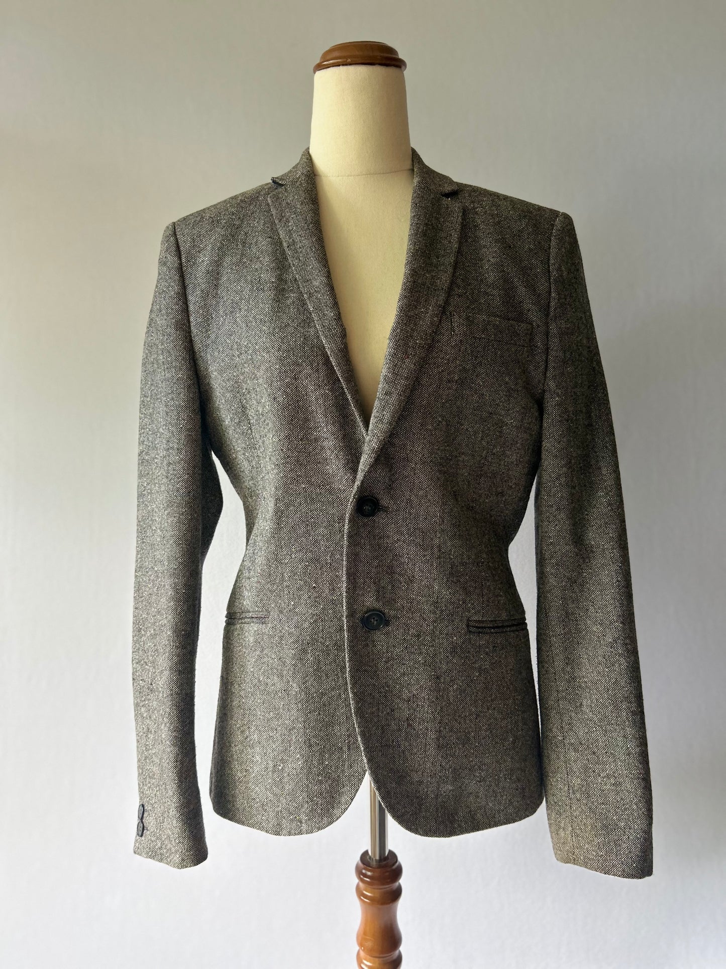 Structured Flecked Tweed Tailored Blazer - Size EUR 44 / US 34R