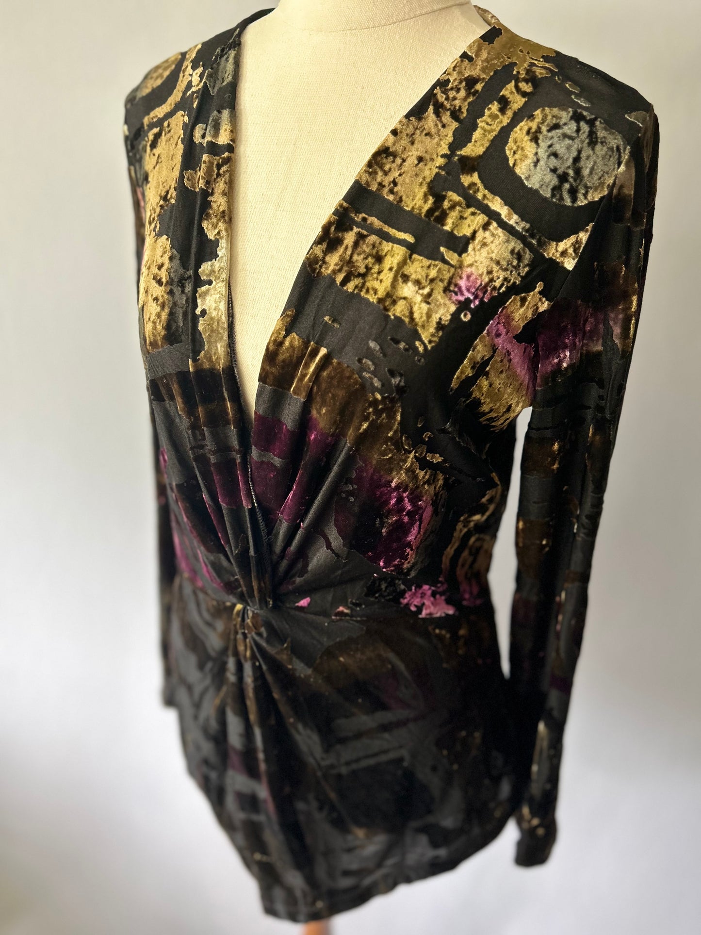 Frederick New Zealand Burnout Velvet Ruched Top – Size 12