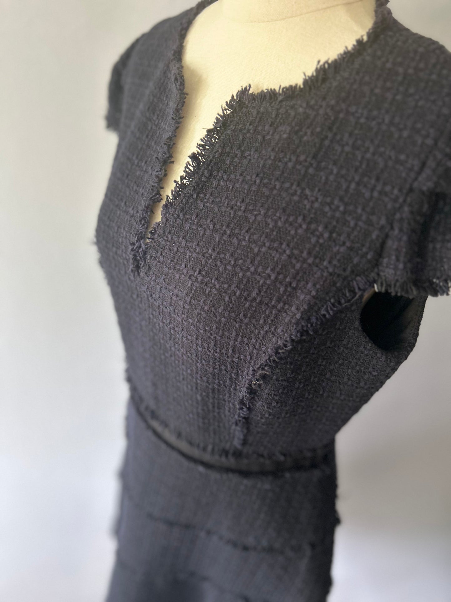 Rebecca Taylor Textured Tweed Fringed Dress – Size 8