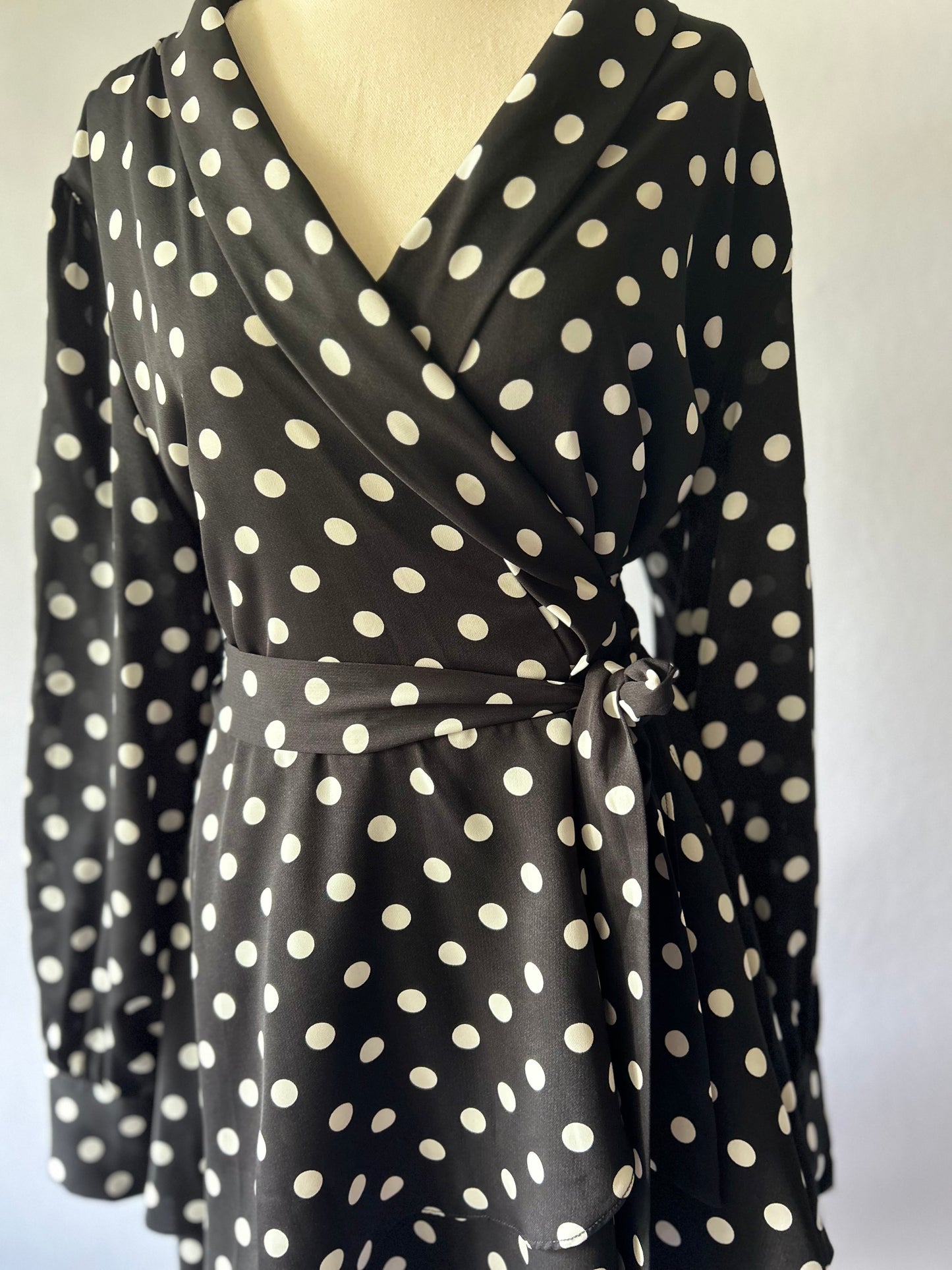Pia Polka Dot Ruffle Wrap Dress – Size S