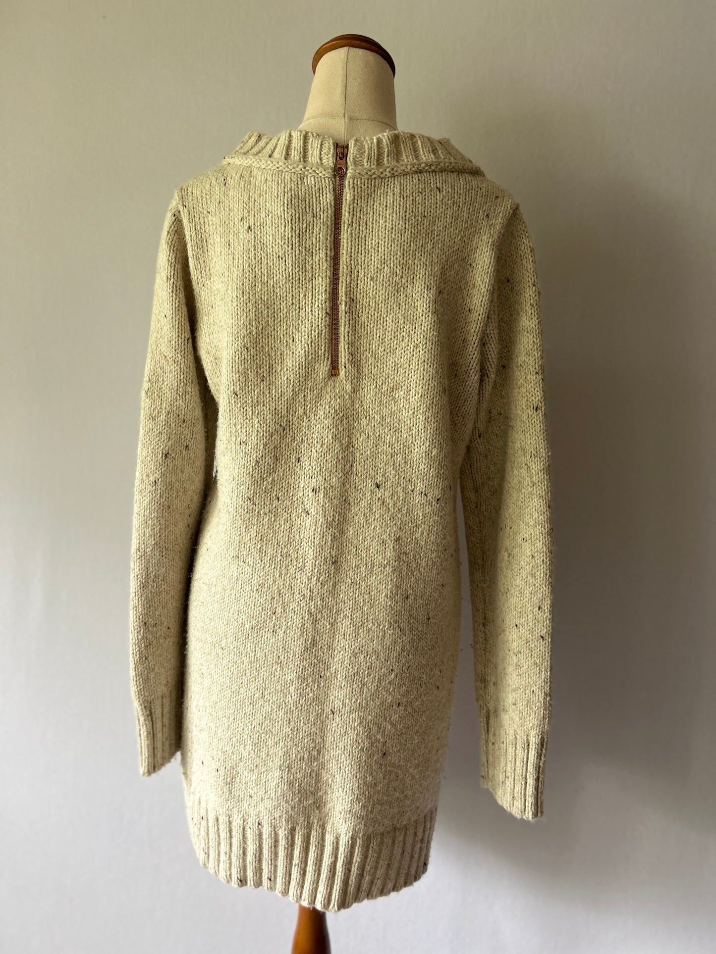 Oatmeal Marle Cable-Knit Tunic Sweater – Size M