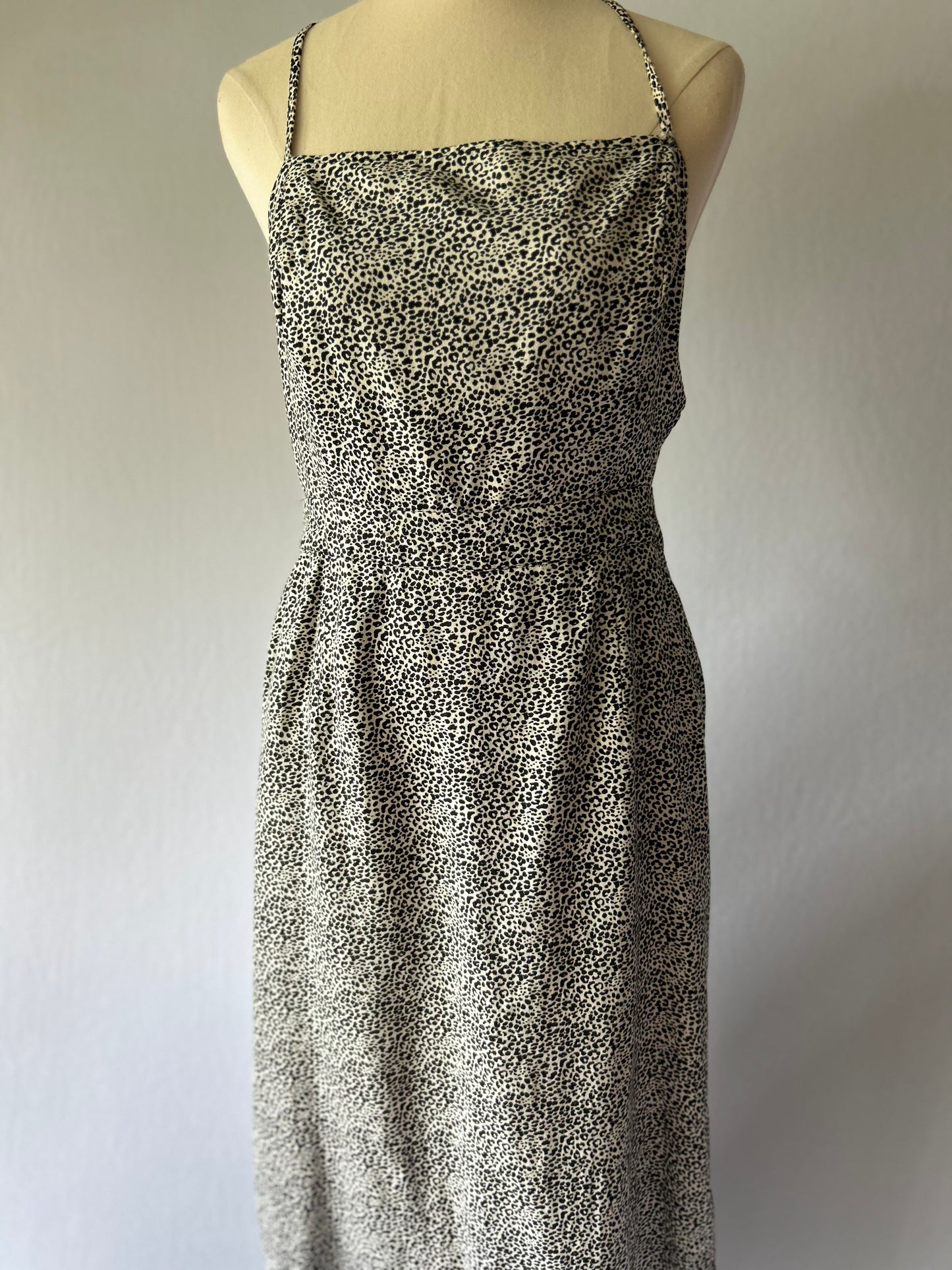 Glassons Size 10 Black & White Animal Print Linen Blend Maxi Dress