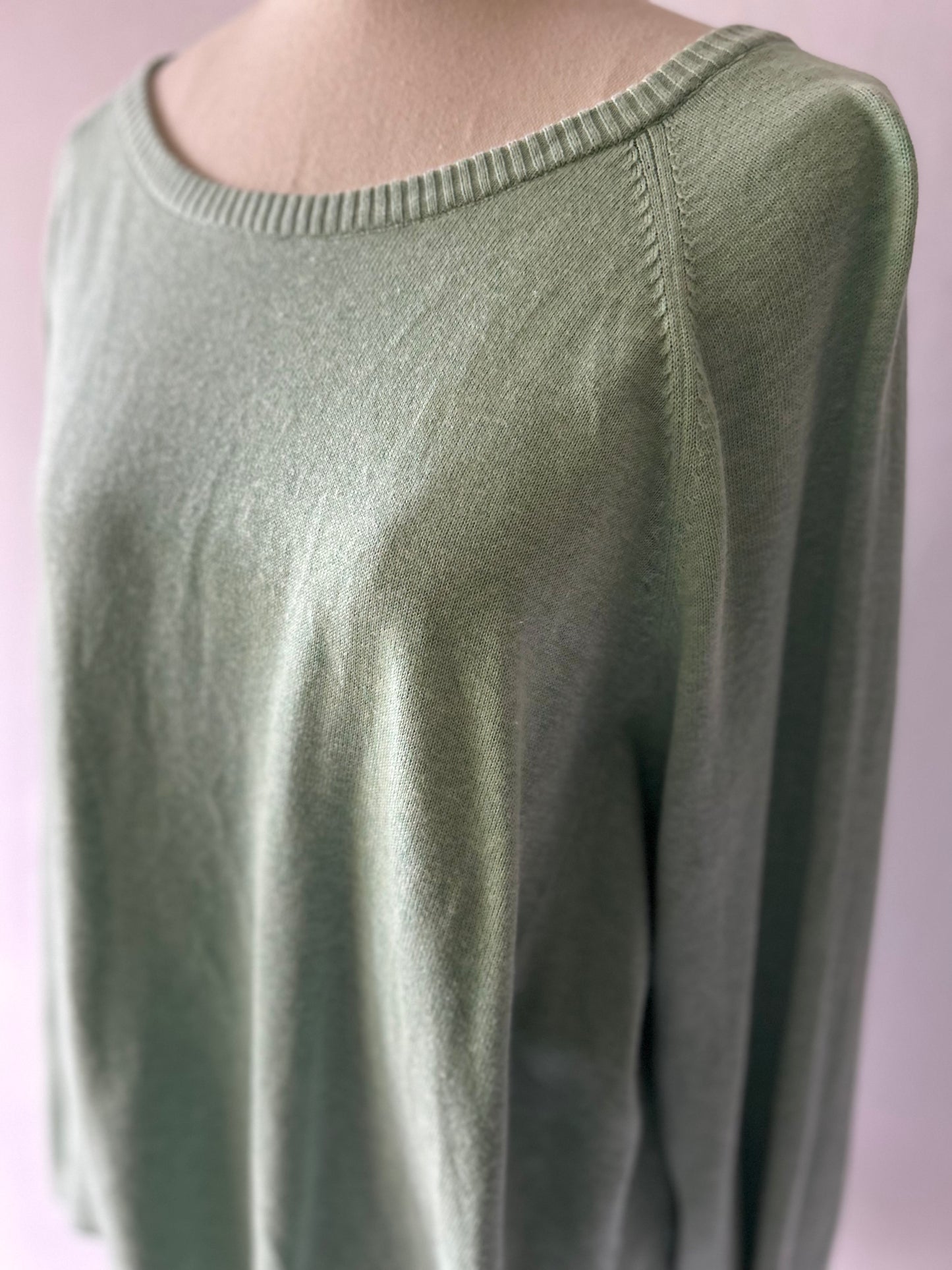 Gorman Organic Cotton Lightweight Raglan Knit Jumper - Mint Green - Size 16