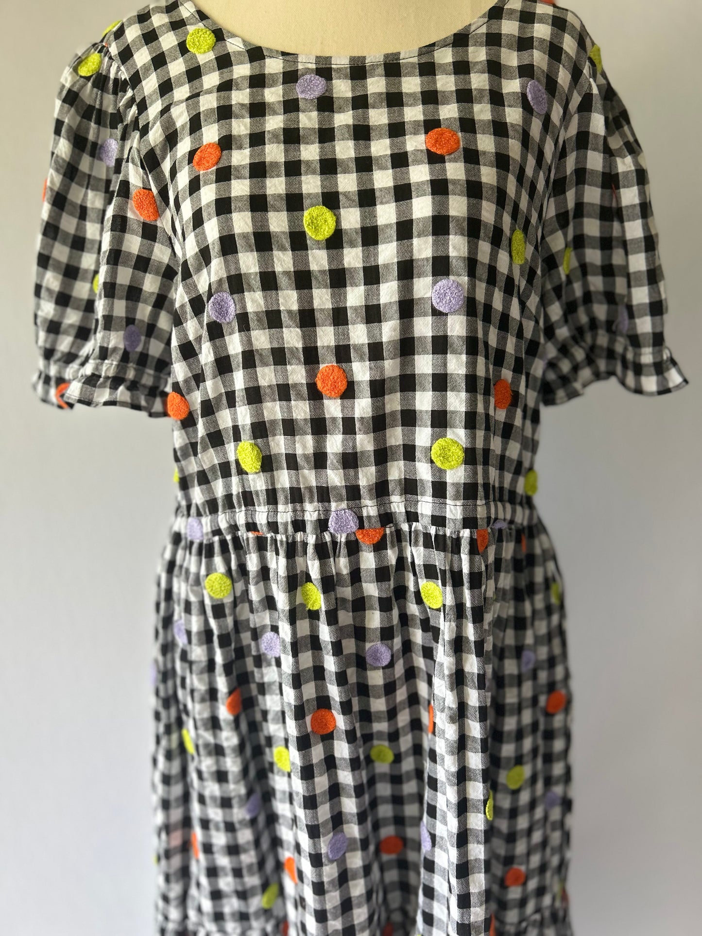 Gorman Polka Spot Gingham Dress - 100% Organic Cotton - Size 10