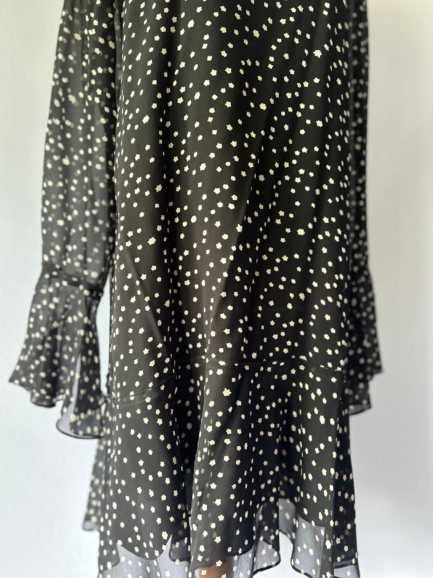 Theory Silk Star-Print Tiered Mini Dress – Size 4