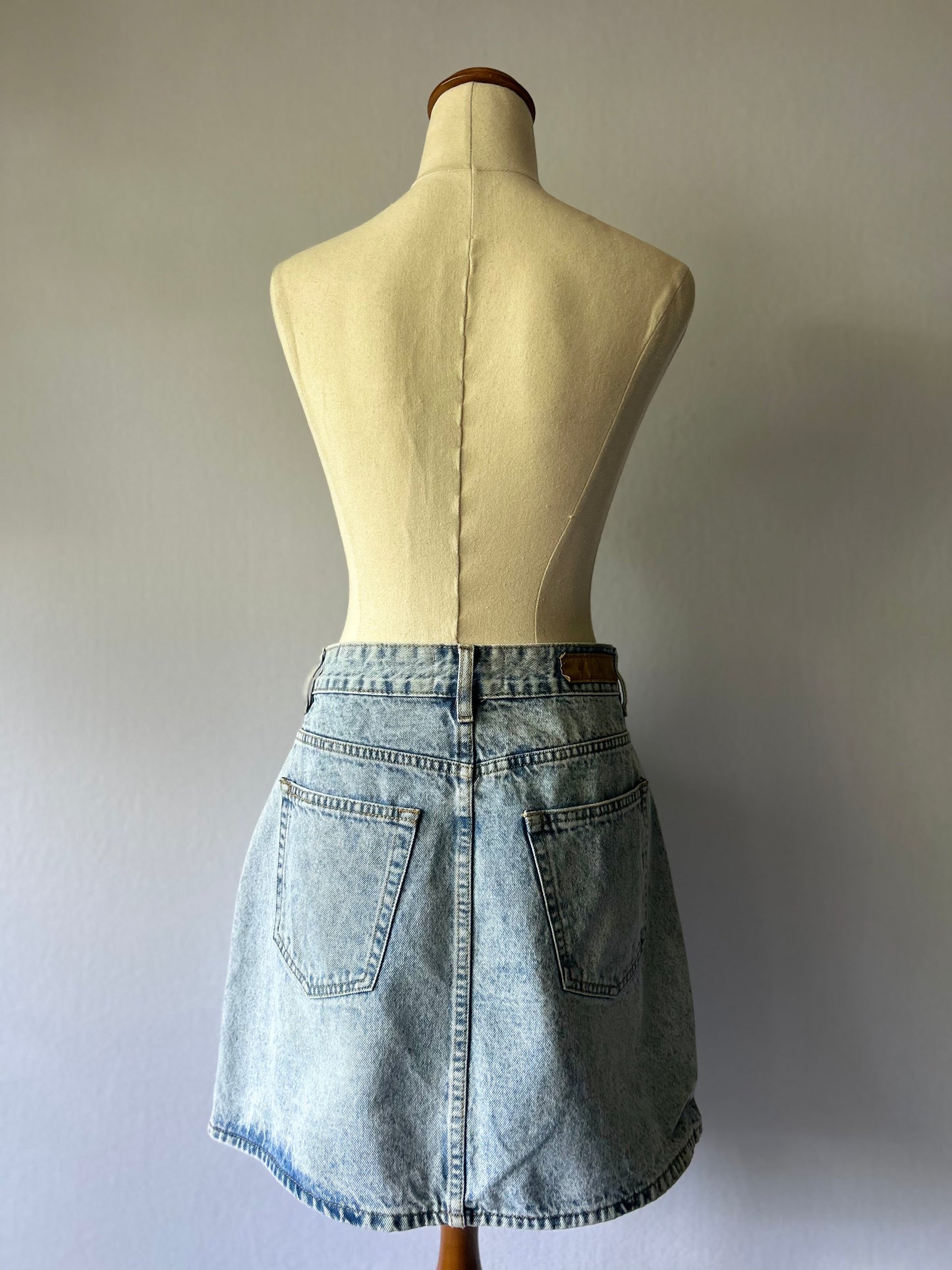 Cotton On High-Rise Denim Mini Skirt - Acid Wash - Size 12