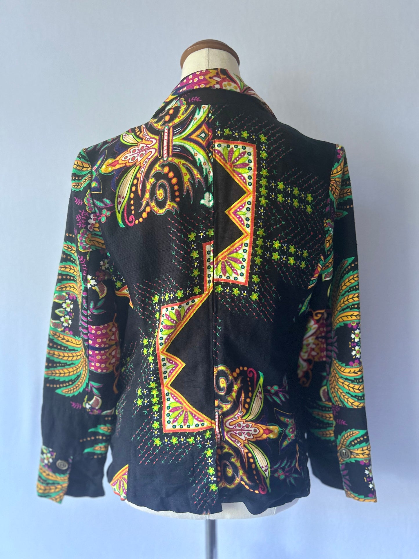 Artisan Graphic Print Linen-Blend Blazer - Size 38 (S/M)