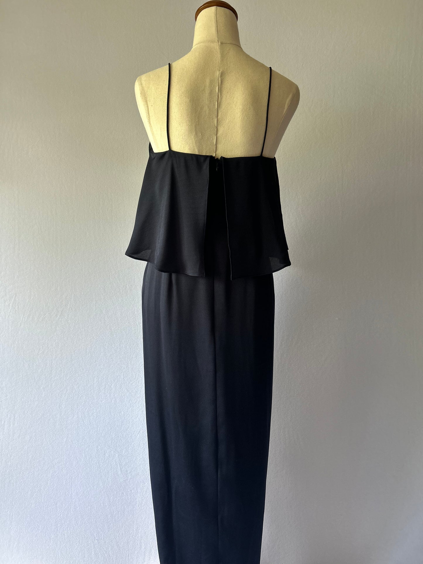 Shona Joy NZ 6 | Navy Drape Maxi Dress | Layered Camisole Evening Gown