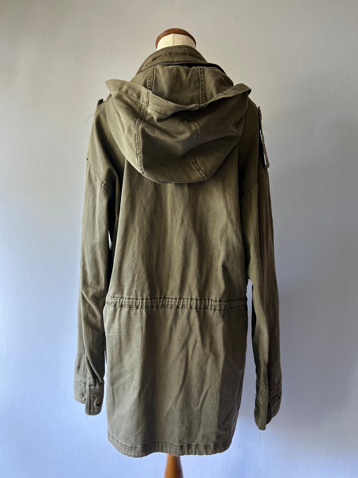 Cotton On Canvas Utility Parka Jacket - Khaki Olive - Size 12