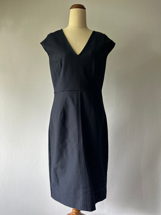 Diane von Furstenberg (DVF) Navy V-Neck Sheath Dress – Size 8