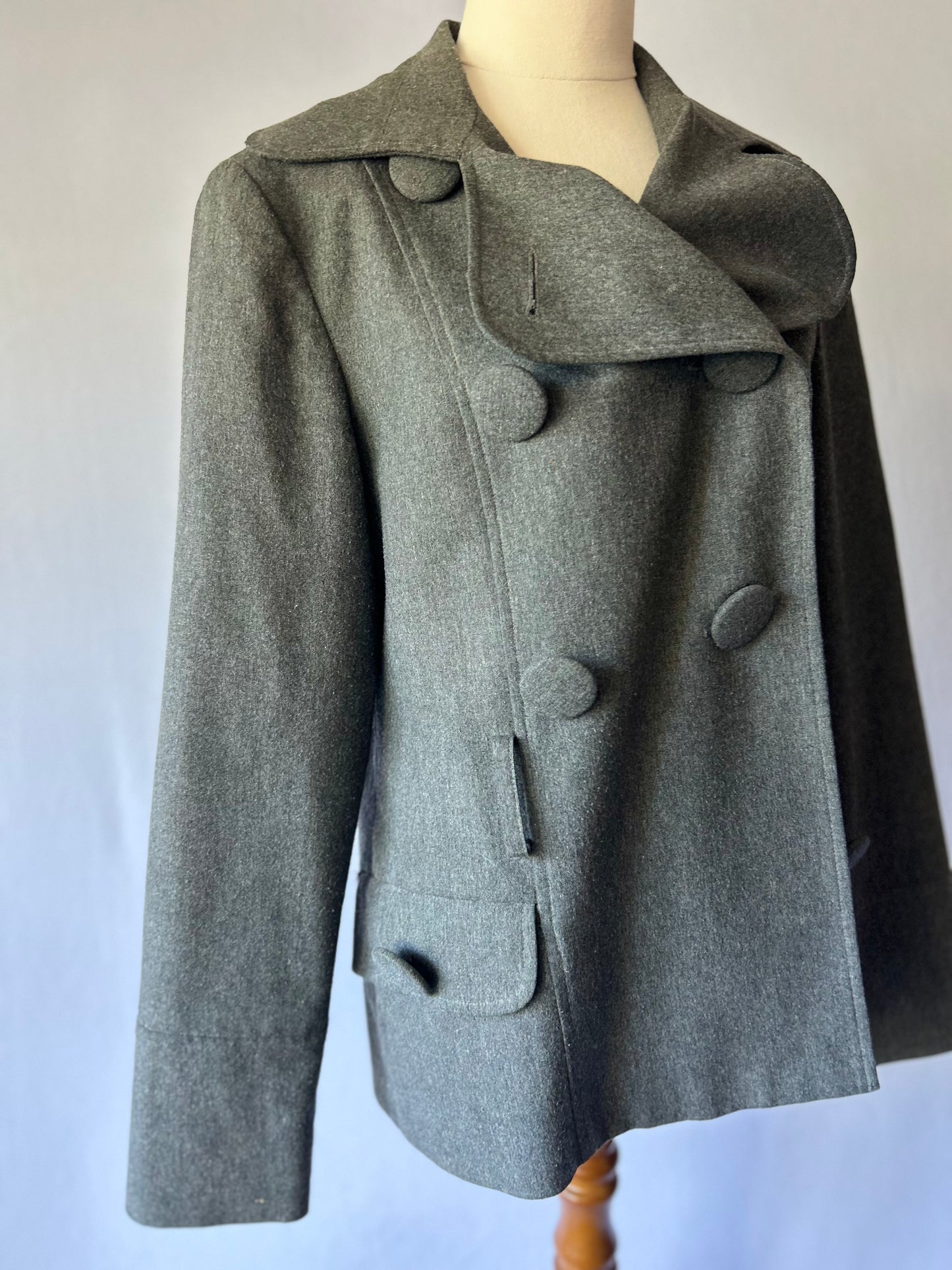 Kate Sylvester Grey Blazer – Size M | Wool Blend