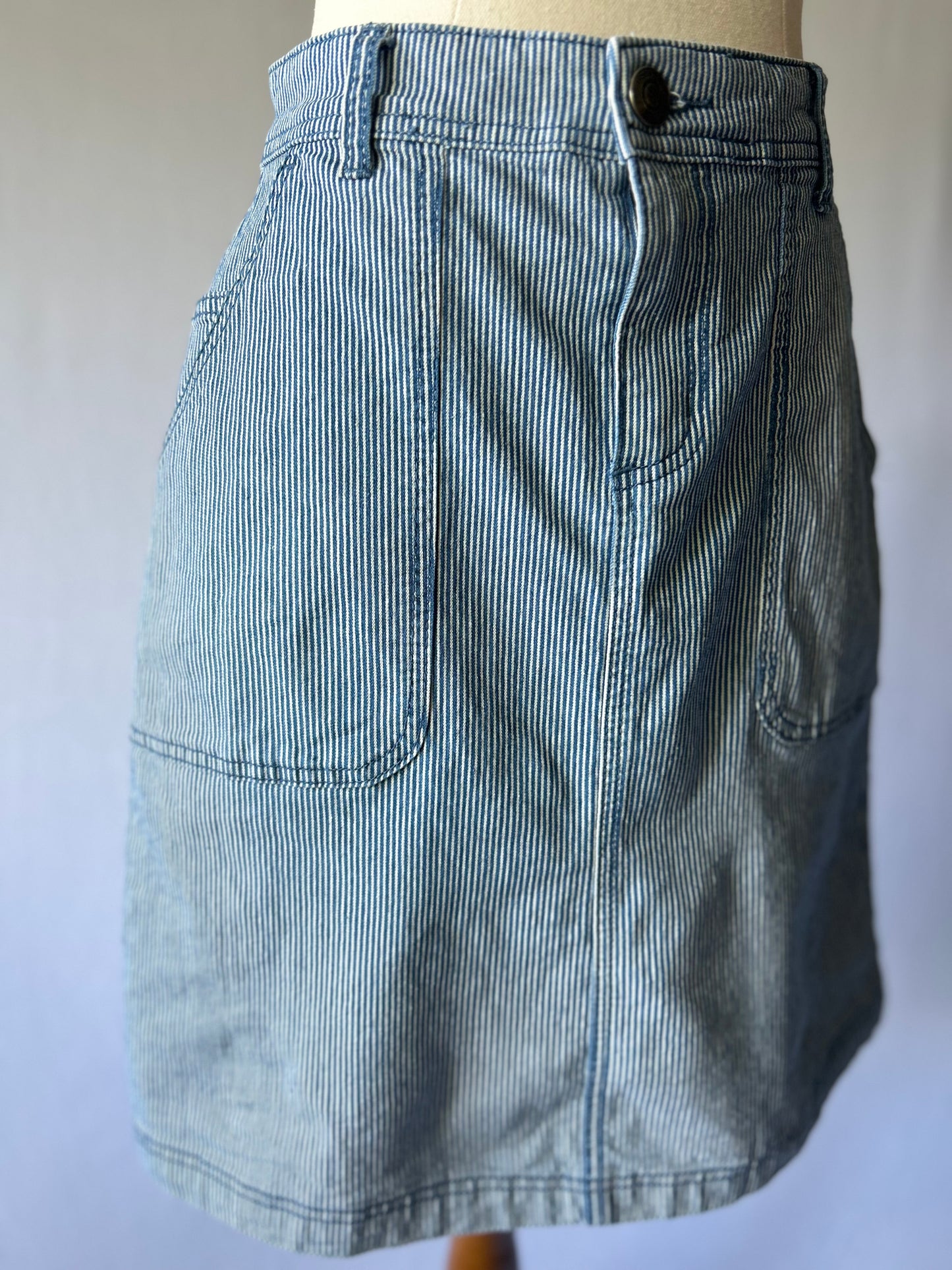 Striped Denim Mini Skirt – Size 8