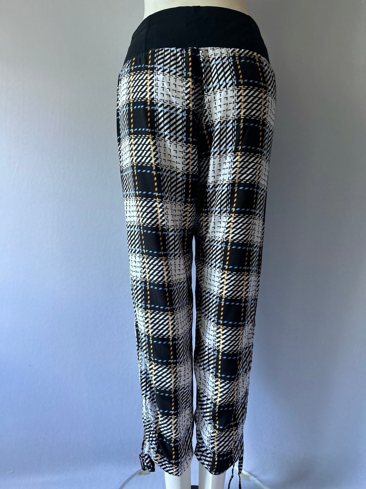OBI Made in NZ Check Print Viscose Tapered Pants - Size 12